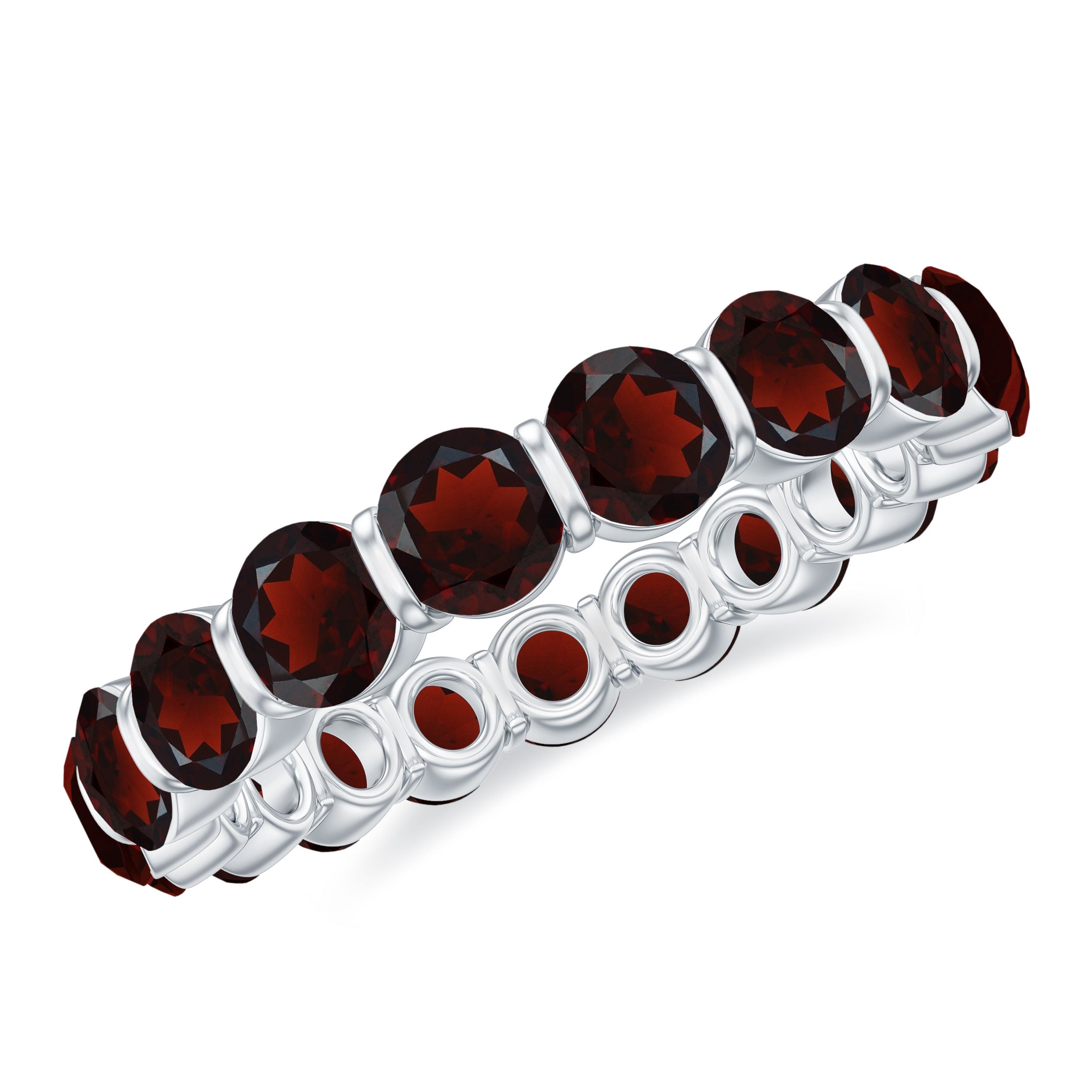 Natural Bar Set Garnet Eternity Ring for Anniversary