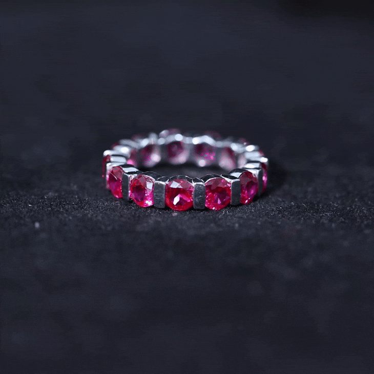 Bar Set Lab Created Ruby Full Eternity Ring AAAA - Rosec Jewels