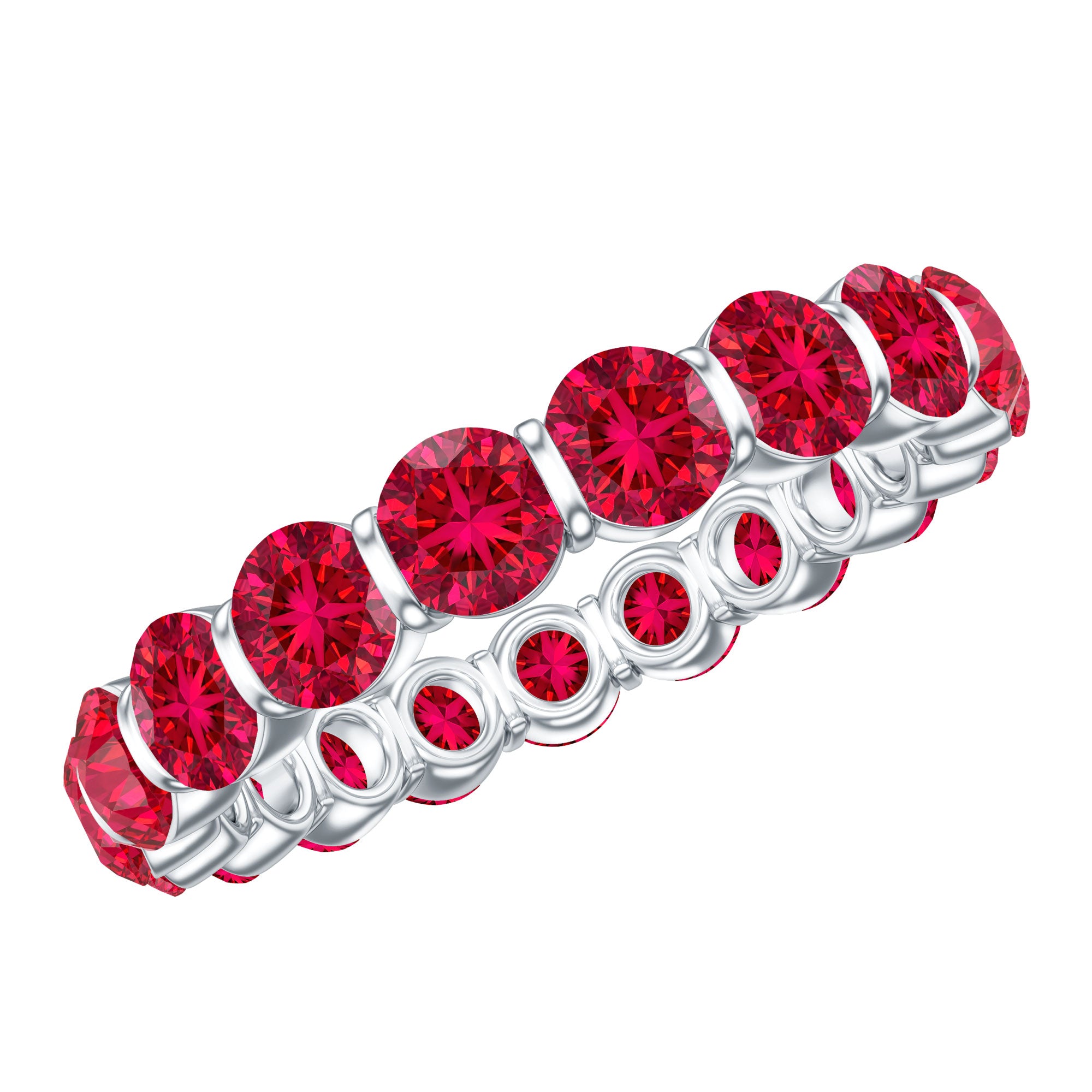 Bar Set Lab Created Ruby Full Eternity Ring AAAA - Rosec Jewels