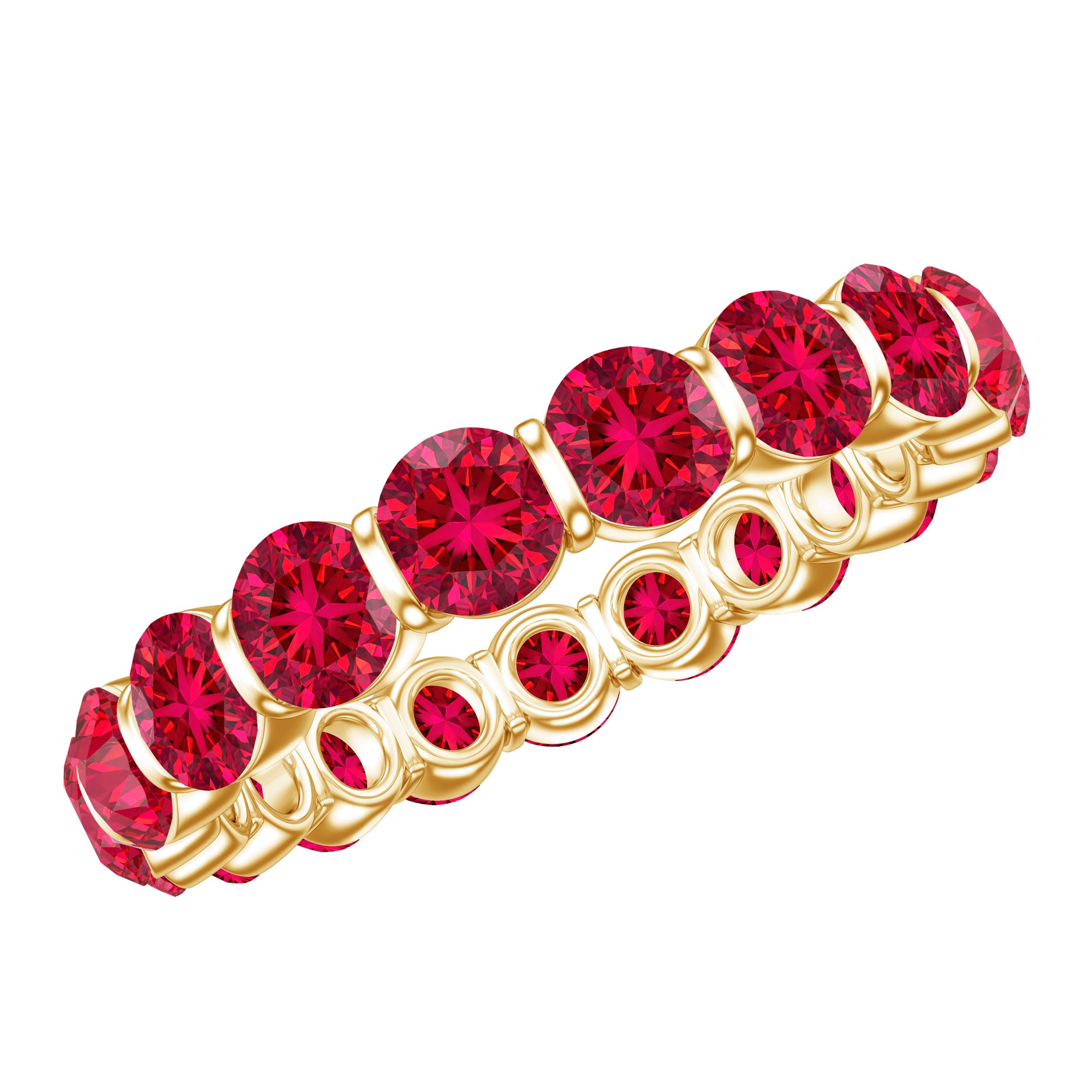 Bar Set Lab Created Ruby Full Eternity Ring AAAA - Rosec Jewels