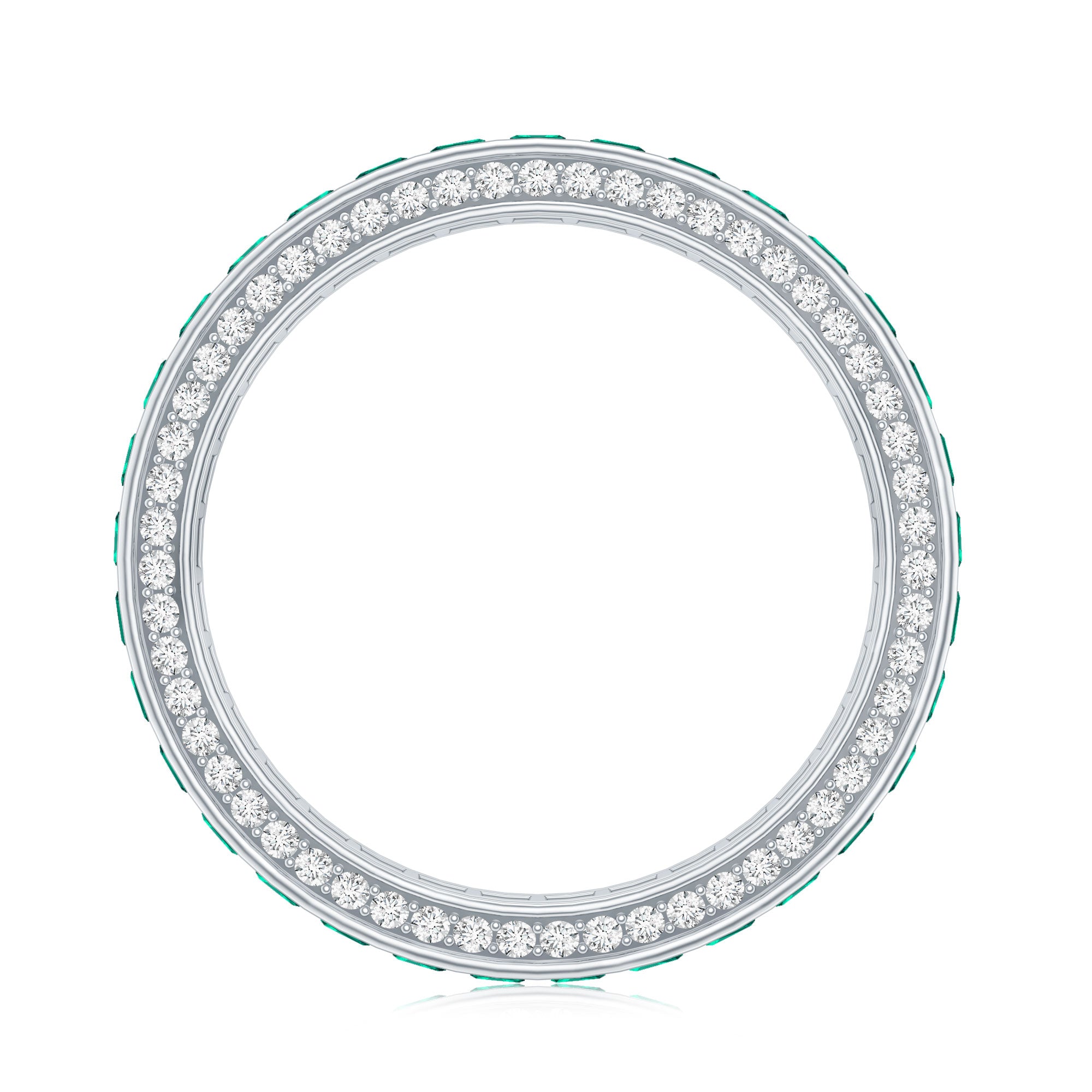Certified Princess Cut Lab Grown Emerald Eternity Wedding Band in Channel Setting AAAA - Rosec Jewels