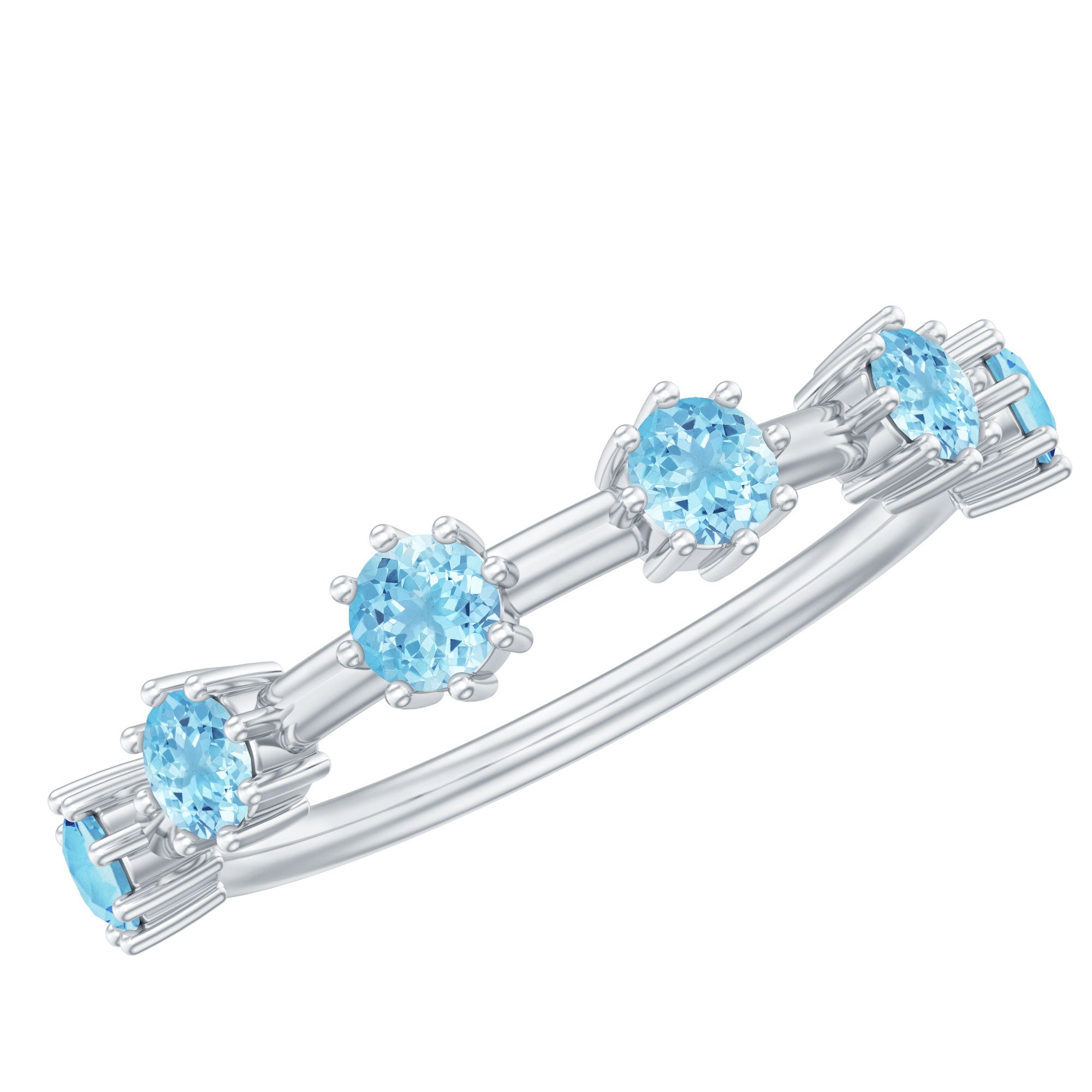 Natural Certified Aquamarine Promise Ring For Her