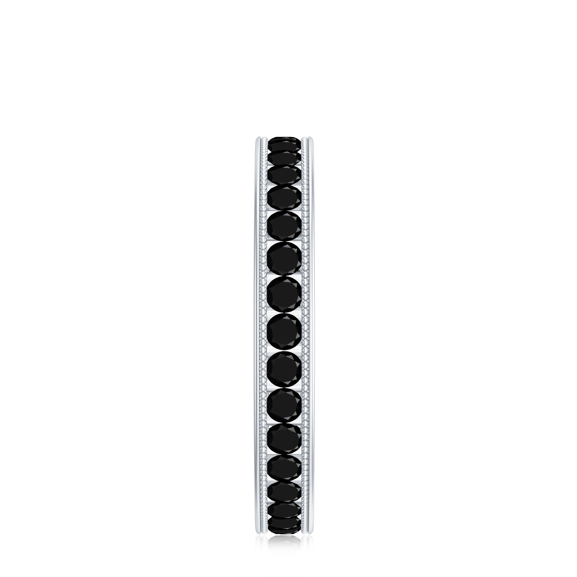 Black Onyx Wedding Band with Milgrain Detailing AAA - Rosec Jewels