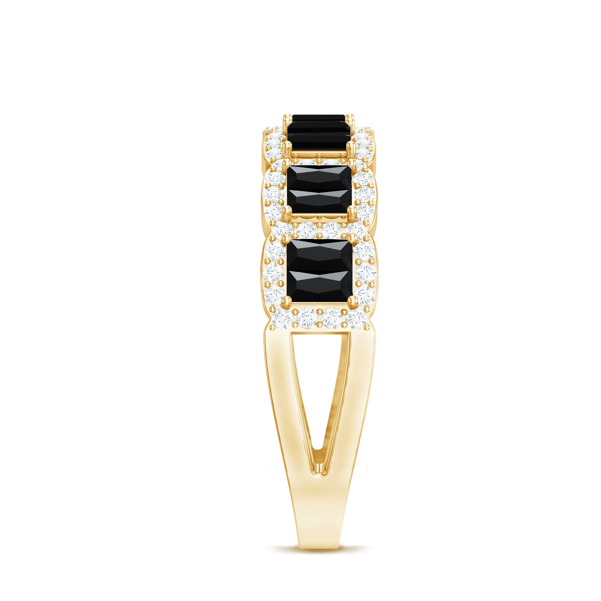 Rosec Jewels-Baguette Cut Lab Grown Black and White Diamond Half Eternity Band