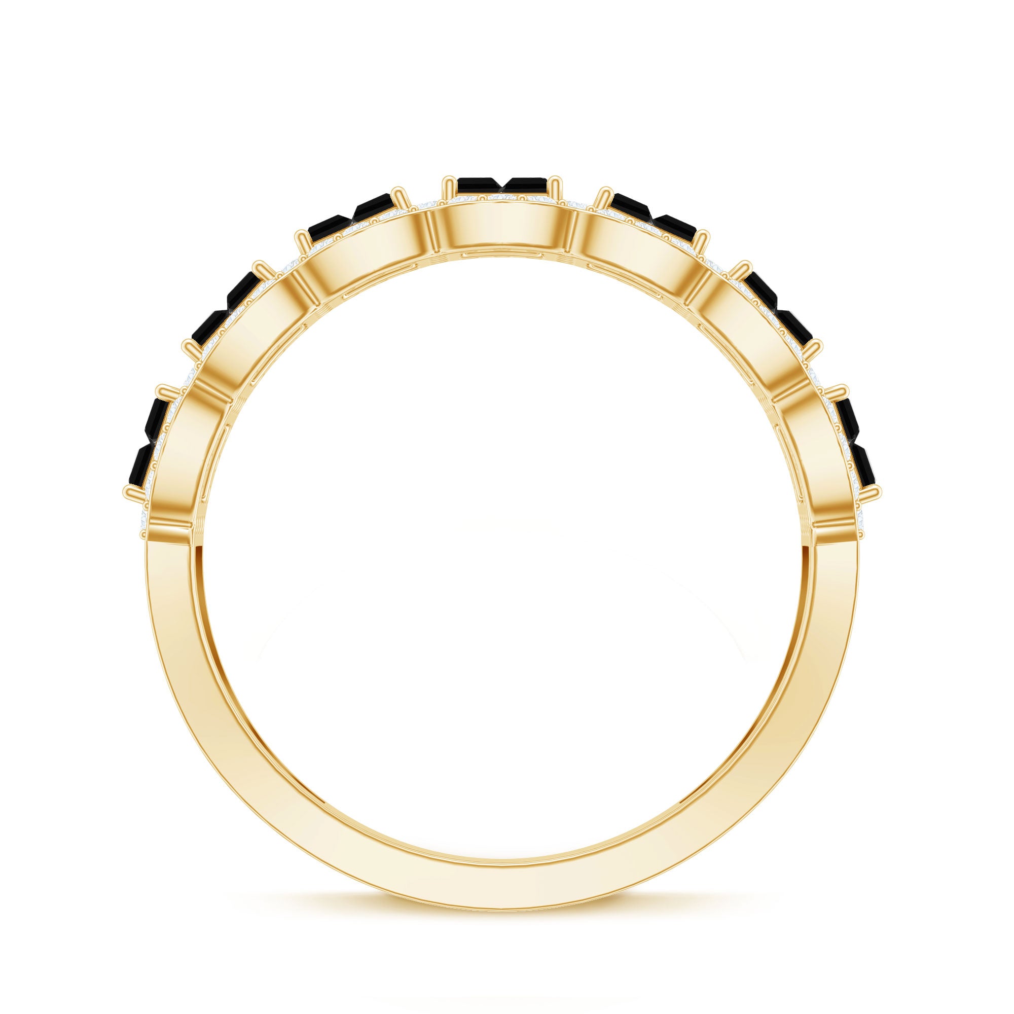 Rosec Jewels-Baguette Cut Lab Grown Black and White Diamond Half Eternity Band