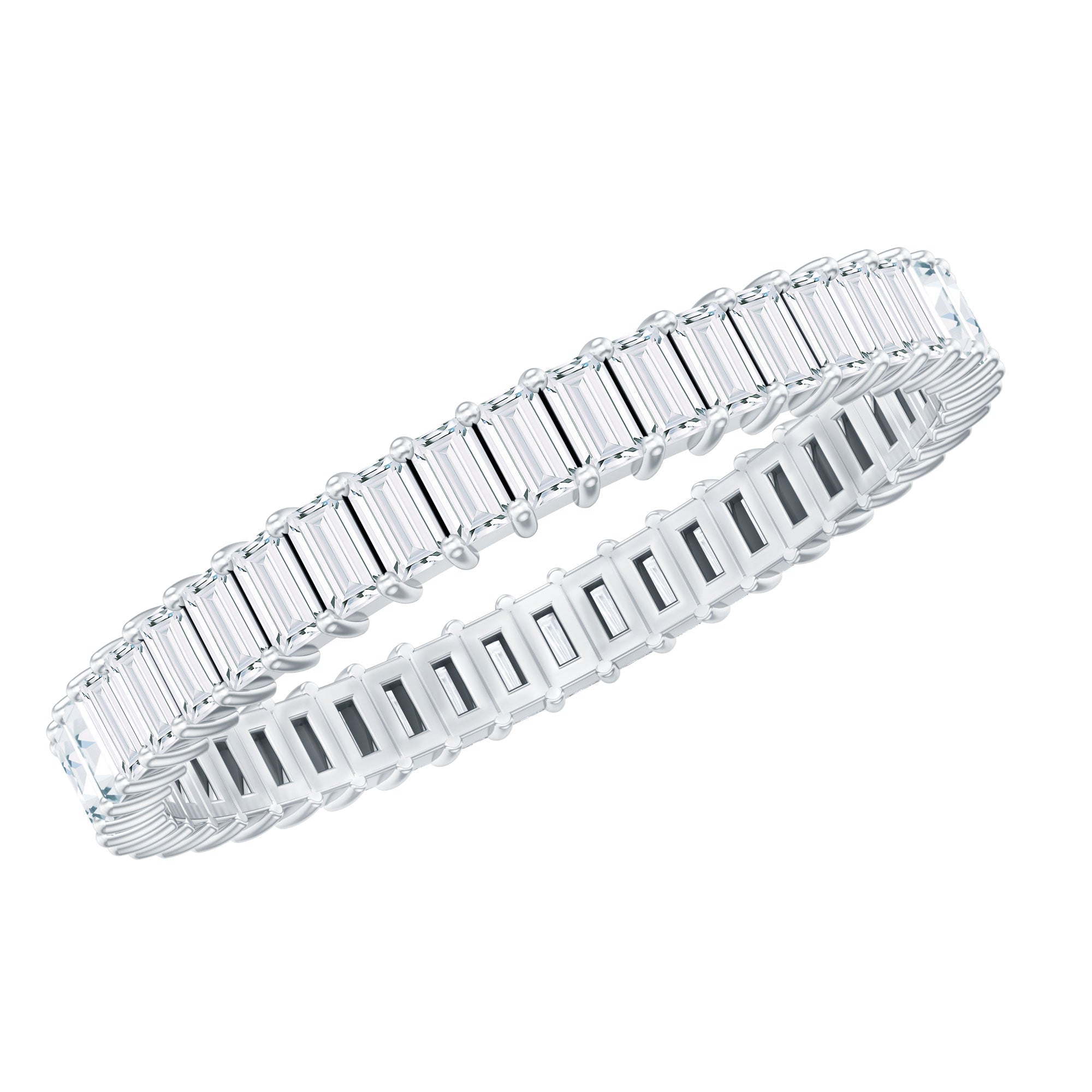 Baguette Cut Moissanite Eternity Ring in Shared Prong Setting