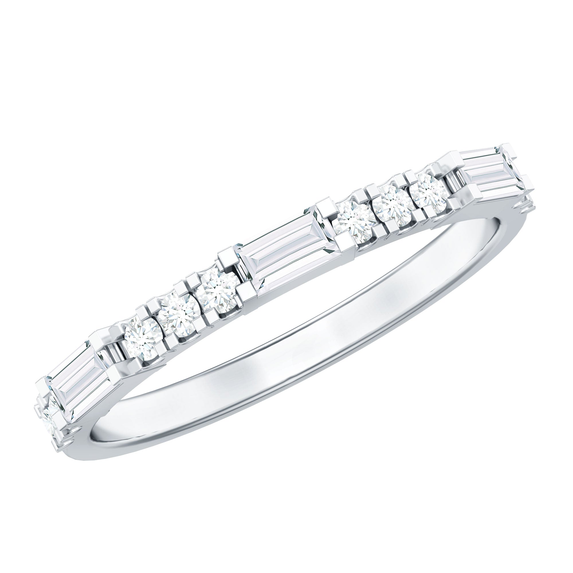 Baguette Moissanite Minimalist Stackable Eternity Ring