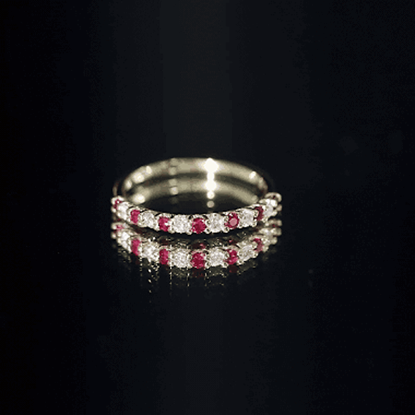 Natural Ruby Diamond Stackable Eternity Ring AAA - Rosec Jewels