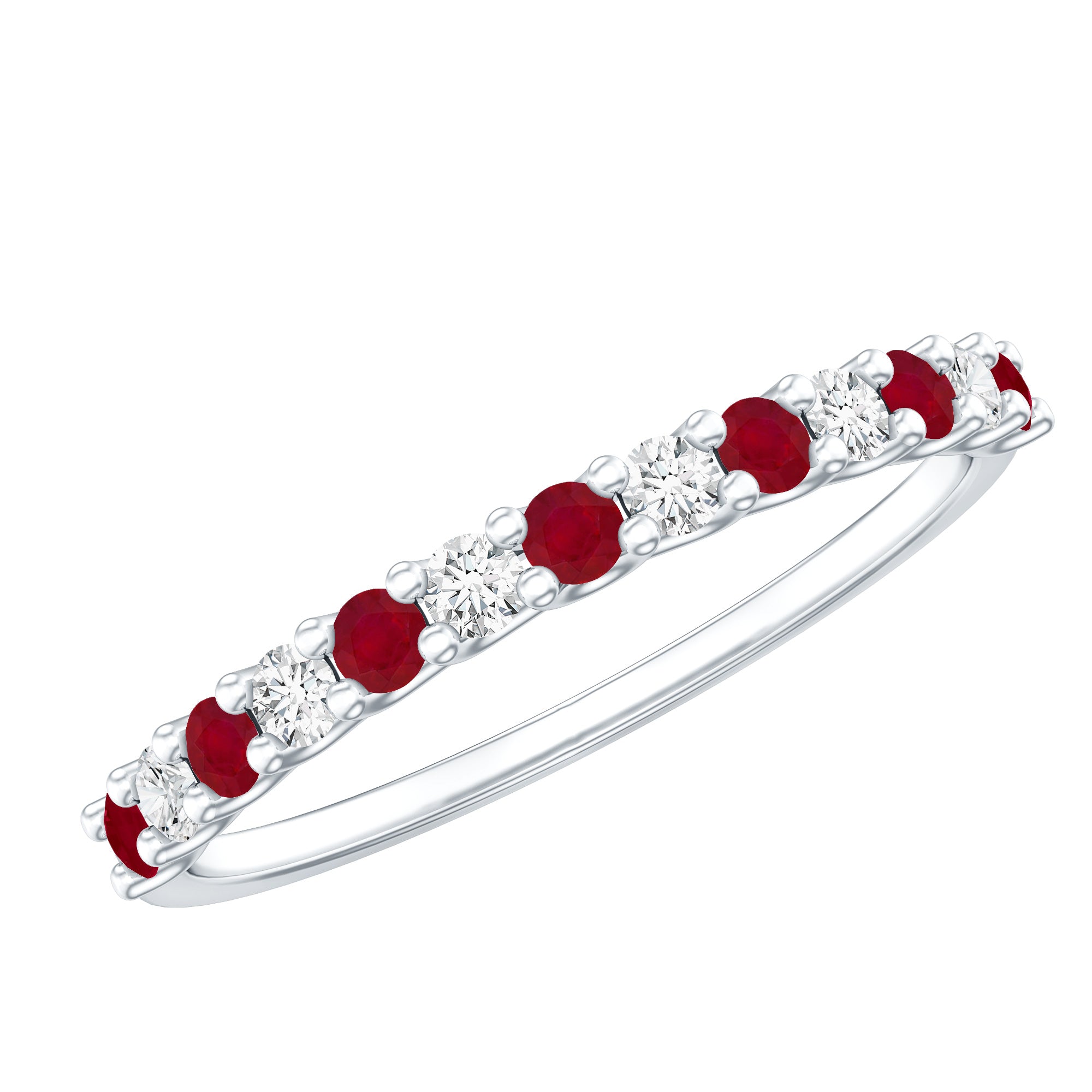 Natural Ruby Diamond Stackable Eternity Ring AAA - Rosec Jewels
