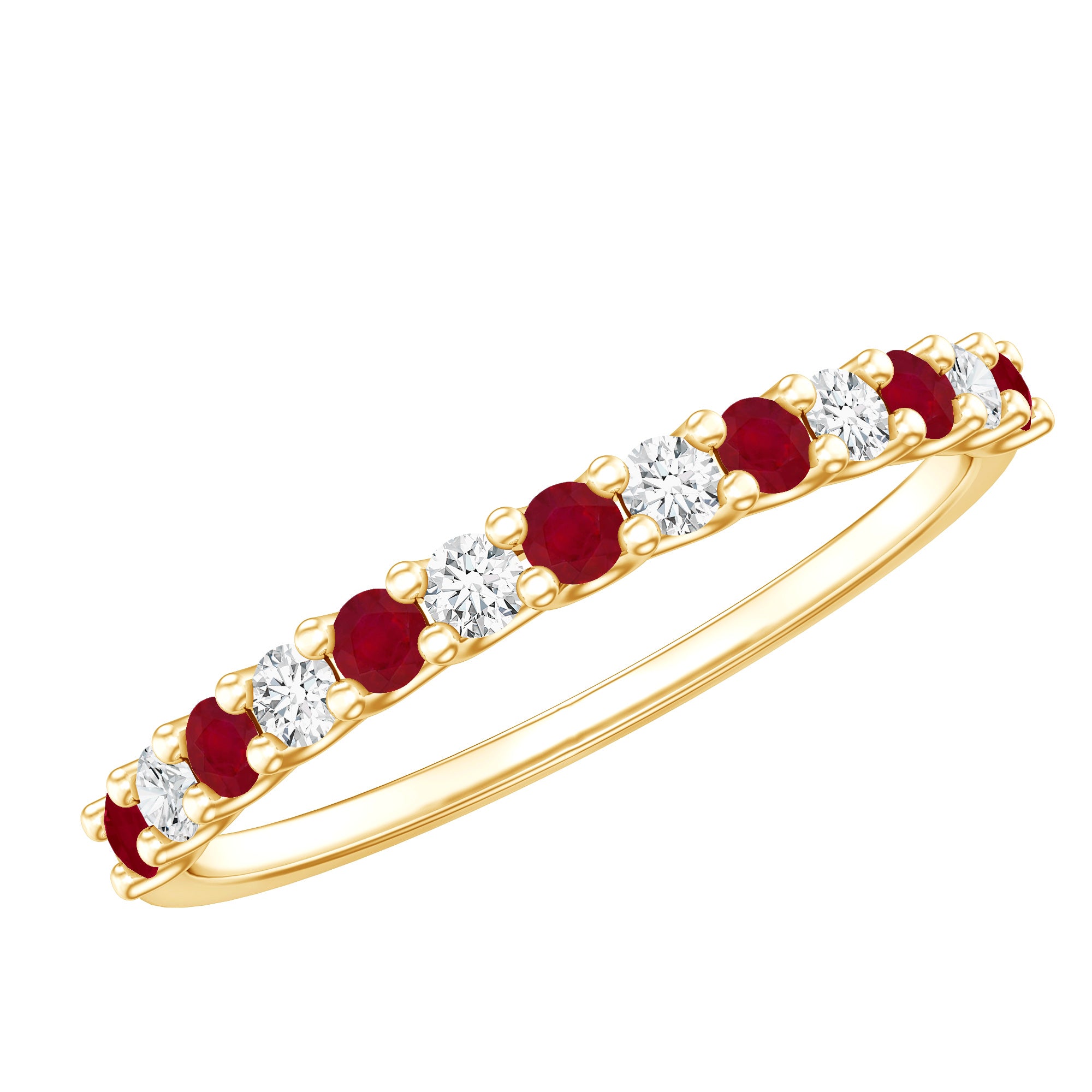 Natural Ruby Diamond Stackable Eternity Ring AAA - Rosec Jewels