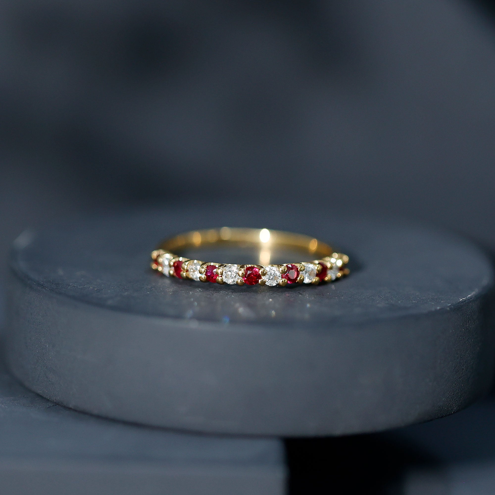 Natural Ruby Diamond Stackable Eternity Ring AAA - Rosec Jewels