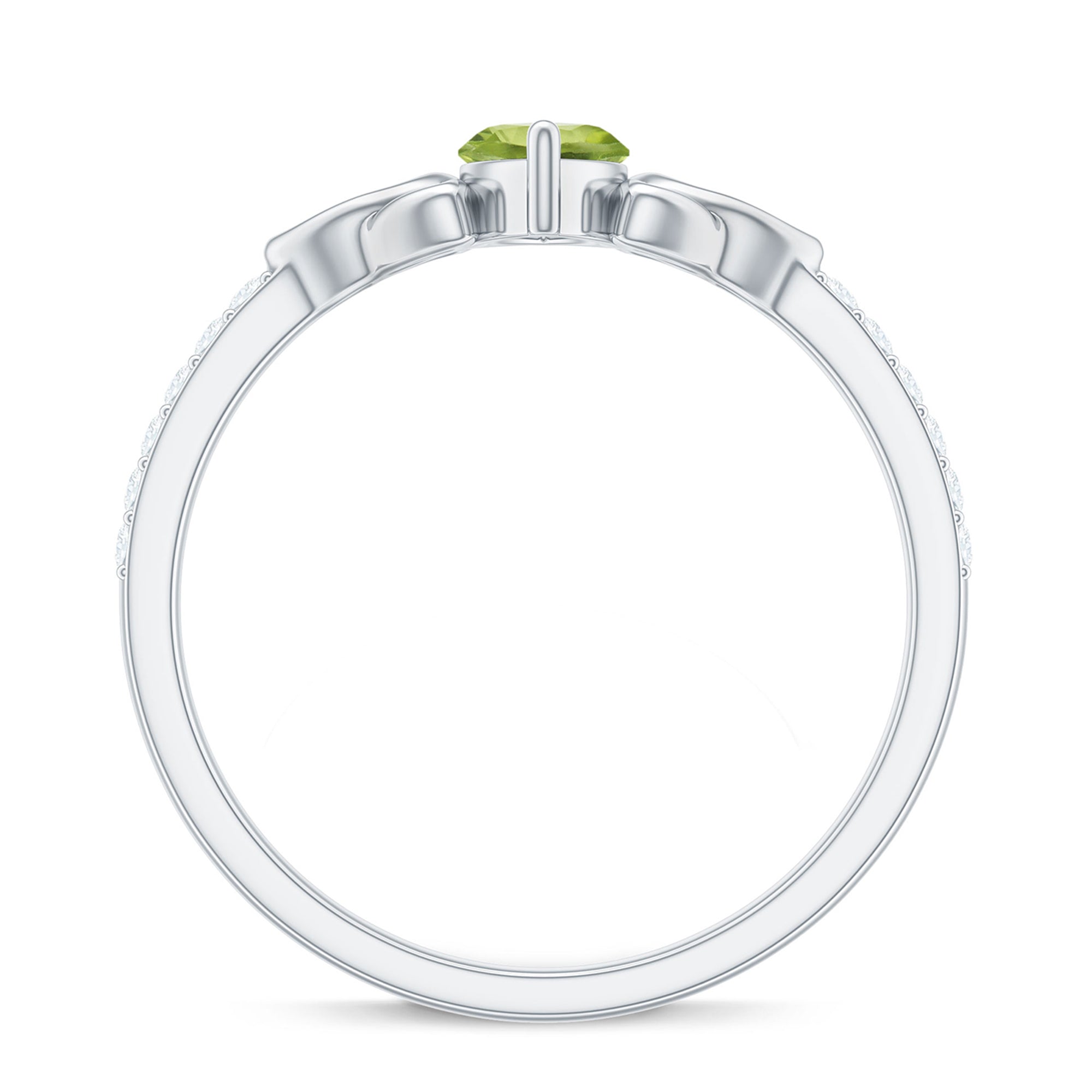 Natural 0.7 Carat Peridot Diamond Marquise Engagement Ring with Celtic Knot AAA - Rosec Jewels