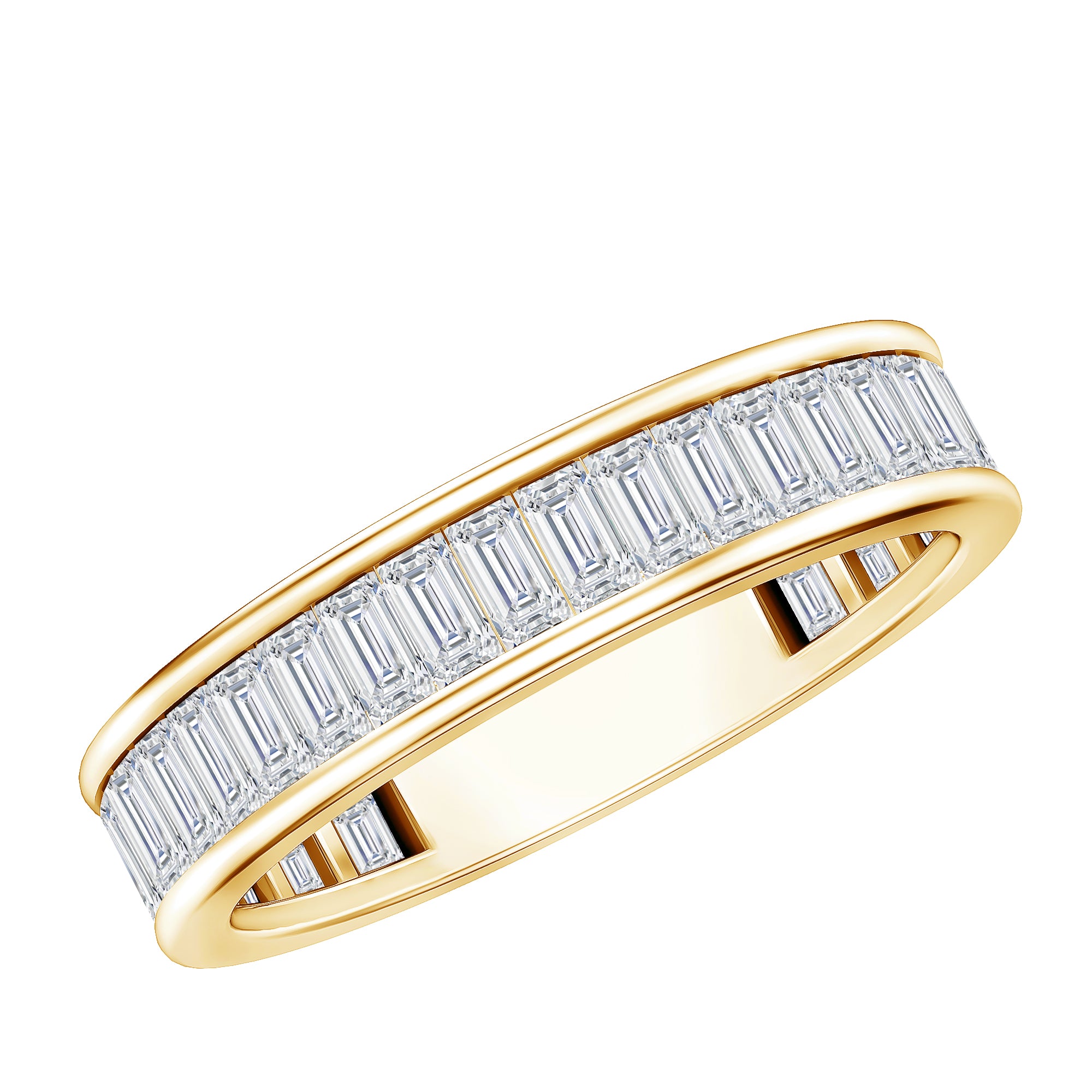 Baguette Cut Moissanite Wedding Band in Channel Setting D-VS1 - Rosec Jewels