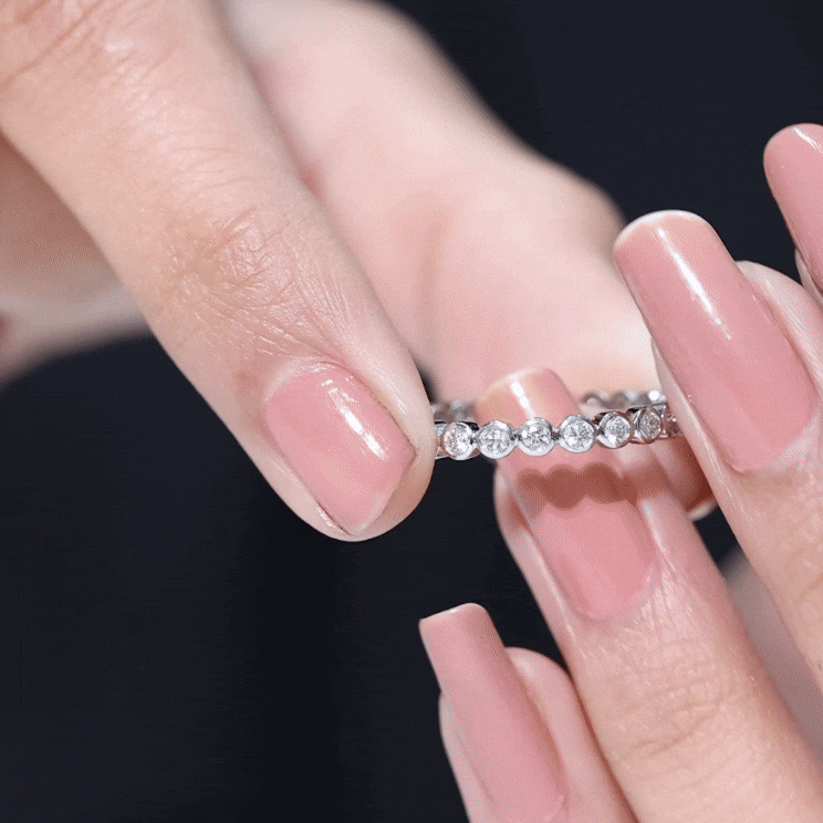 Real Diamond Eternity Ring in Bezel Setting Natural - ( HI-SI ) - Rosec Jewels