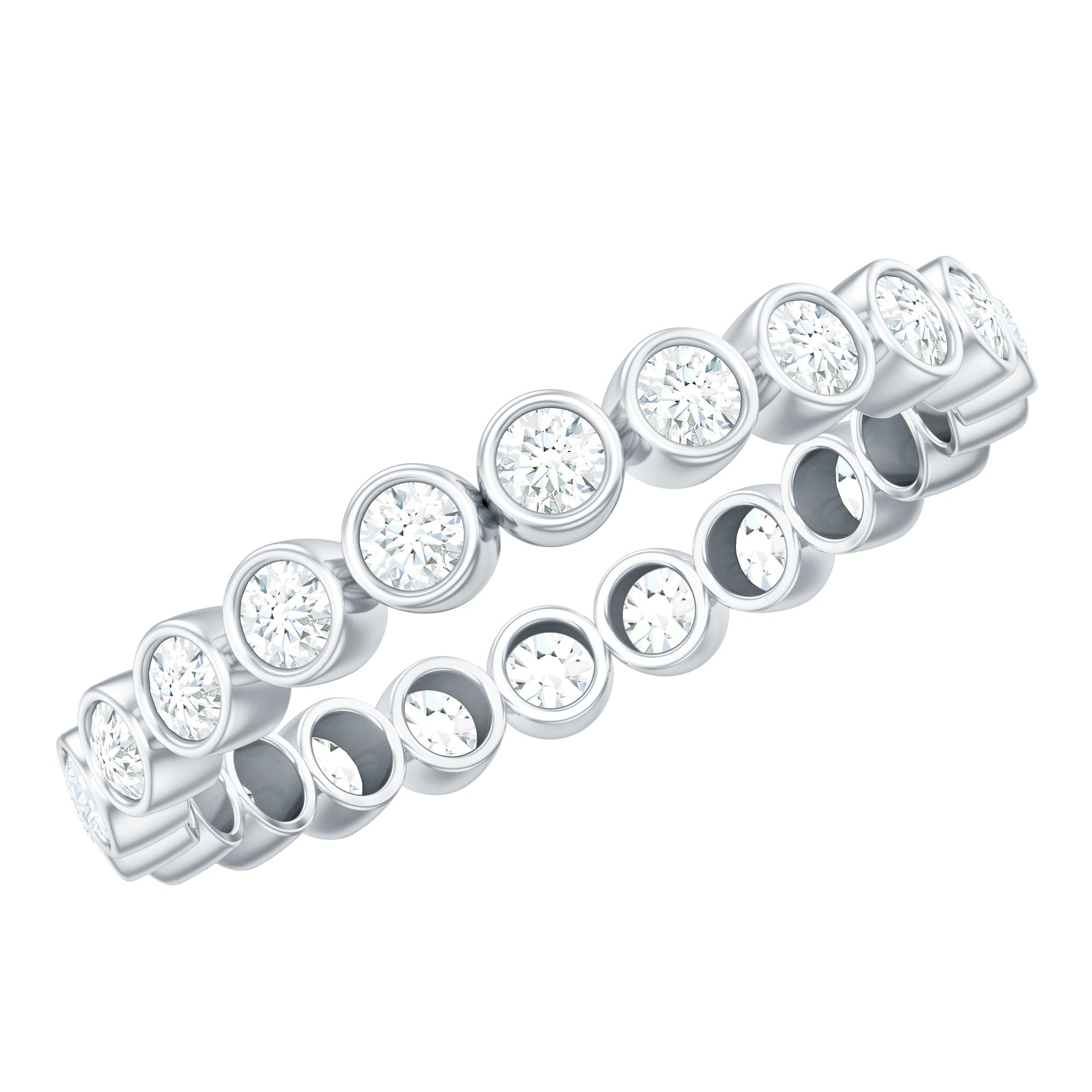 Real Diamond Eternity Ring in Bezel Setting Natural - ( HI-SI ) - Rosec Jewels