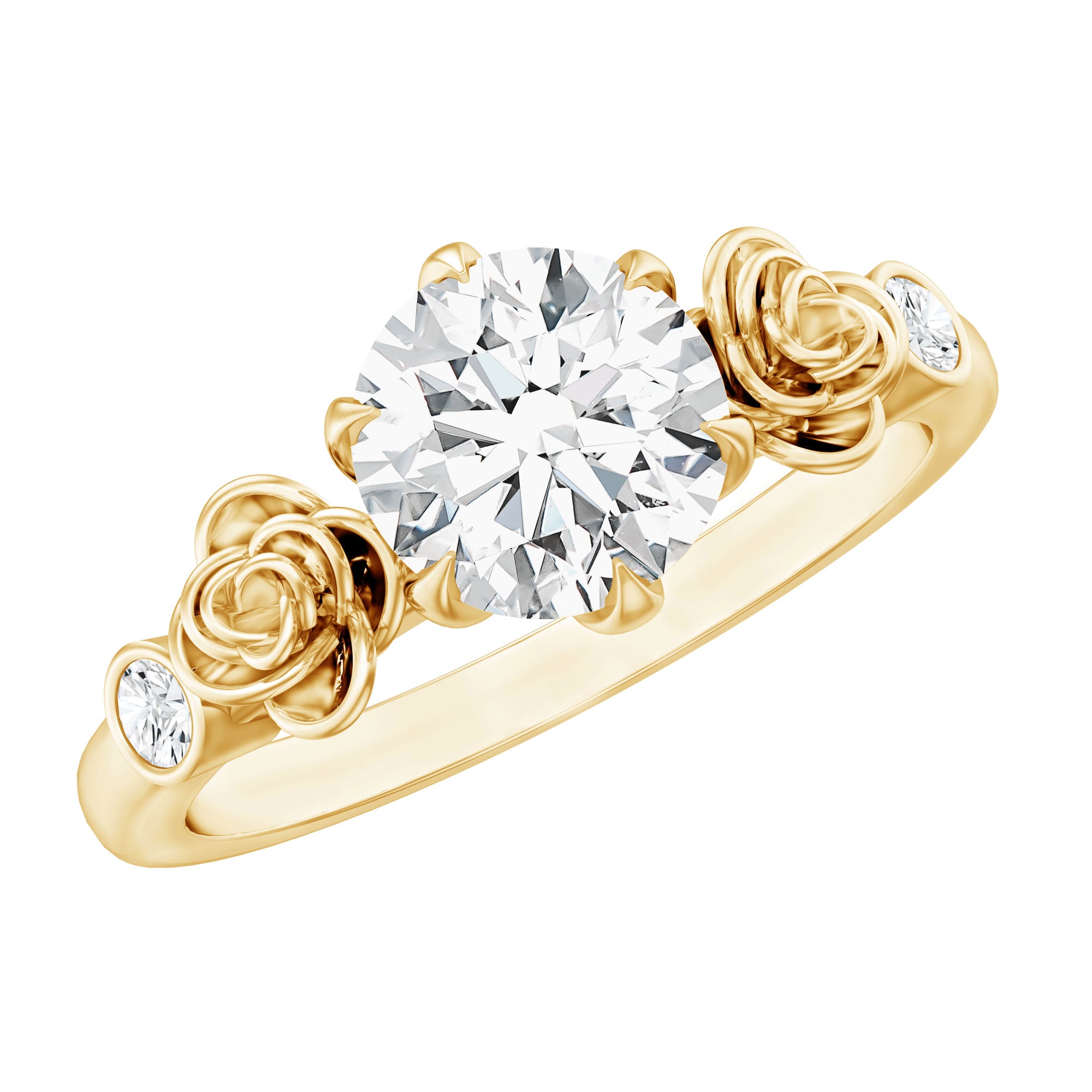 Brilliant Cut Moissanite Rose Engagement Ring For Women D-VS1 - Rosec Jewels