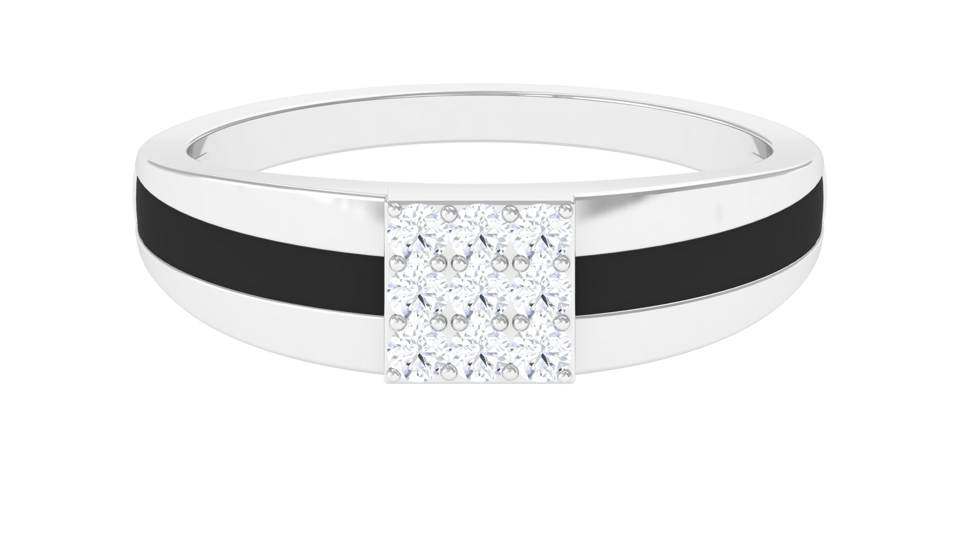 Certified Real Diamond Mens Engagement Band with Black Enamel Natural - ( HI-SI ) - Rosec Jewels