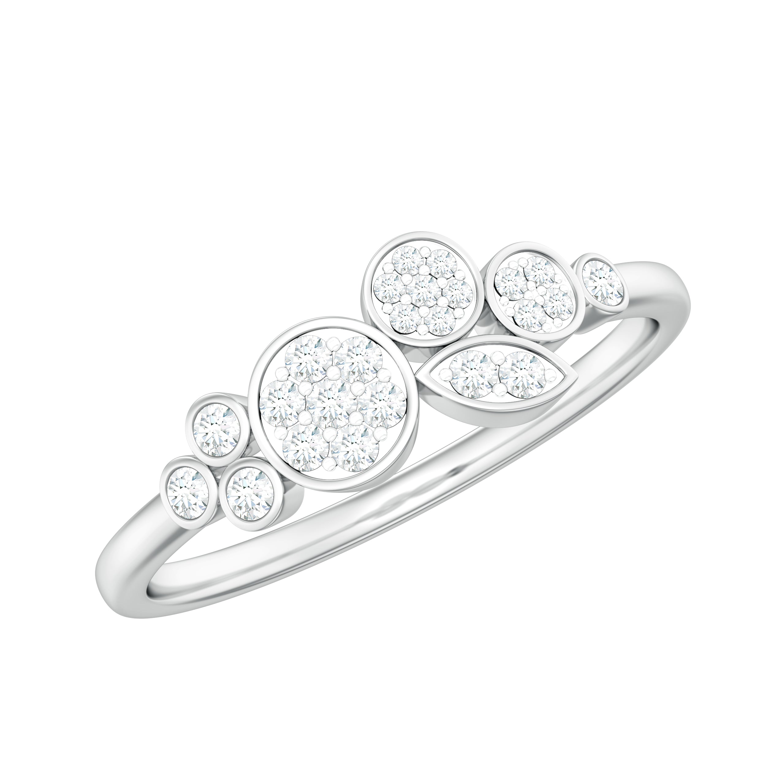 Illusion Set Round Diamond Cluster Engagement Ring Natural - ( HI-SI ) - Rosec Jewels
