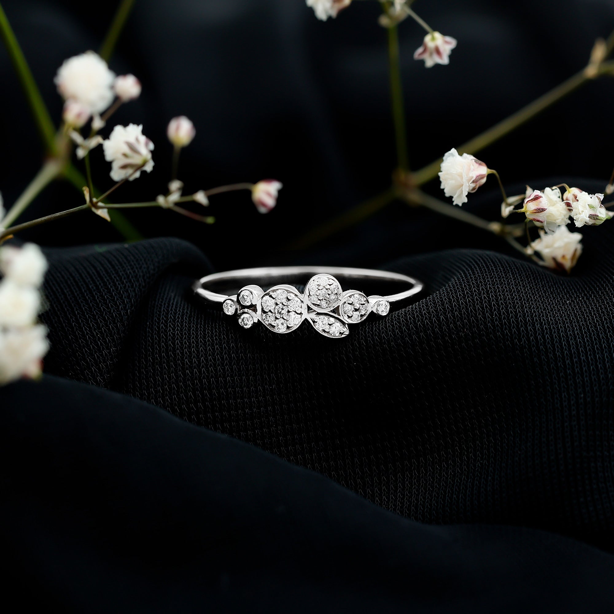 Illusion Set Round Diamond Cluster Engagement Ring Natural - ( HI-SI ) - Rosec Jewels