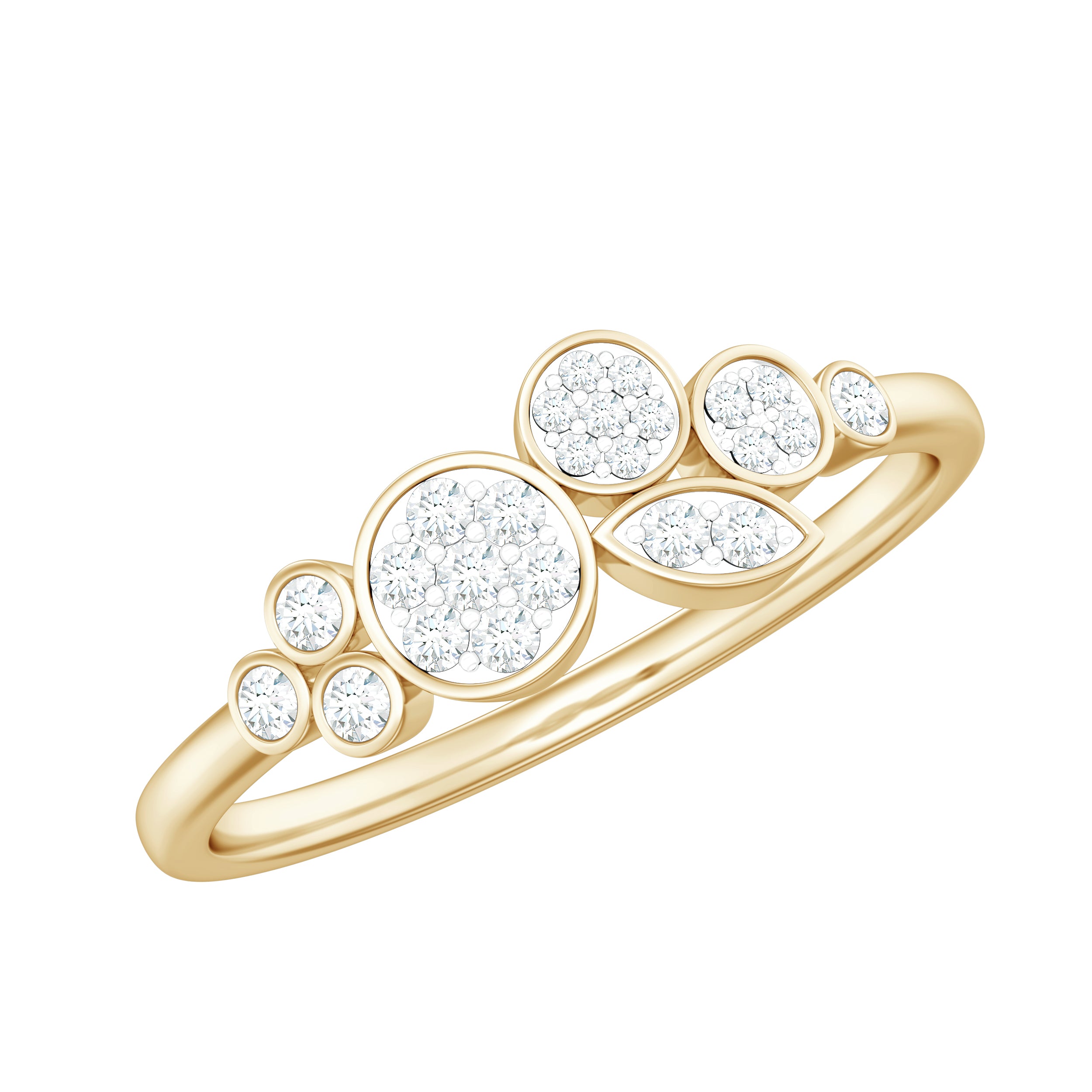 Illusion Set Round Diamond Cluster Engagement Ring Natural - ( HI-SI ) - Rosec Jewels