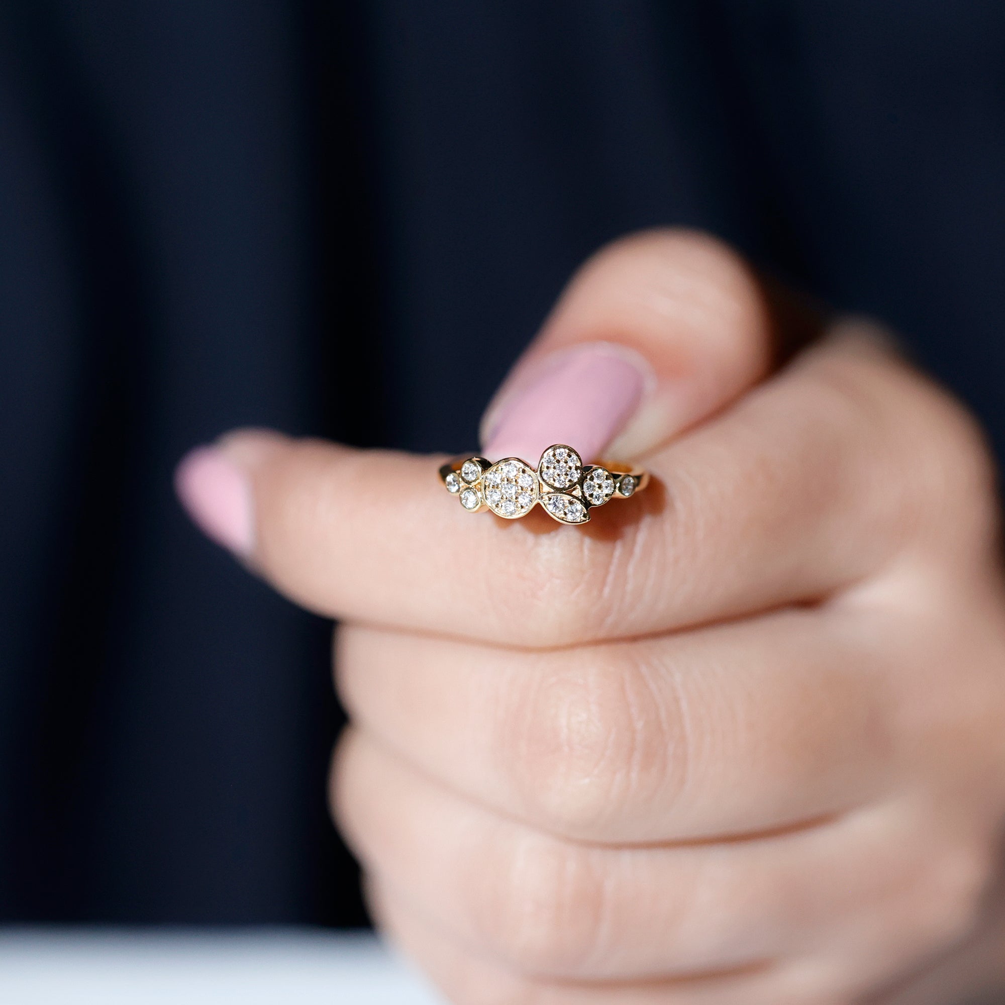 Illusion Set Round Diamond Cluster Engagement Ring Natural - ( HI-SI ) - Rosec Jewels
