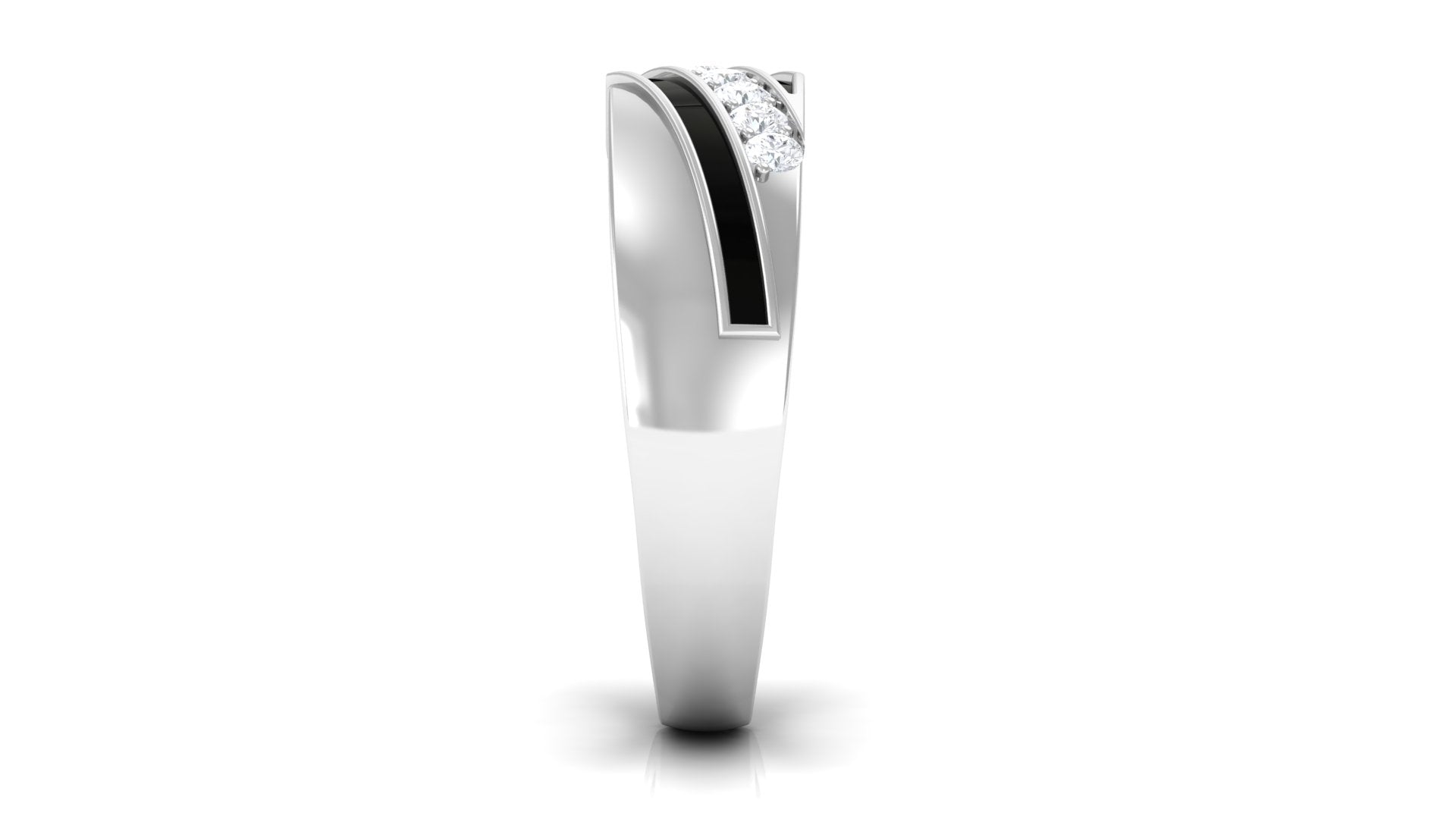 Certified Natural Diamond Mens Wedding Band with Black Enamel Natural - ( HI-SI ) - Rosec Jewels