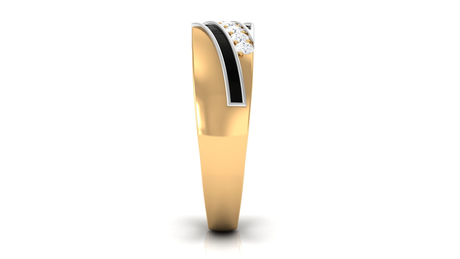 Certified Natural Diamond Mens Wedding Band with Black Enamel Natural - ( HI-SI ) - Rosec Jewels