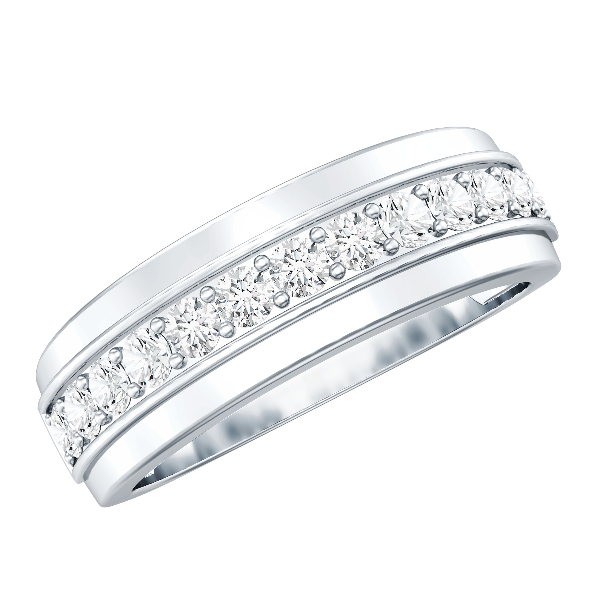 Rosec Jewels-Lab Grown Diamond Half Eternity Mens Wedding Band