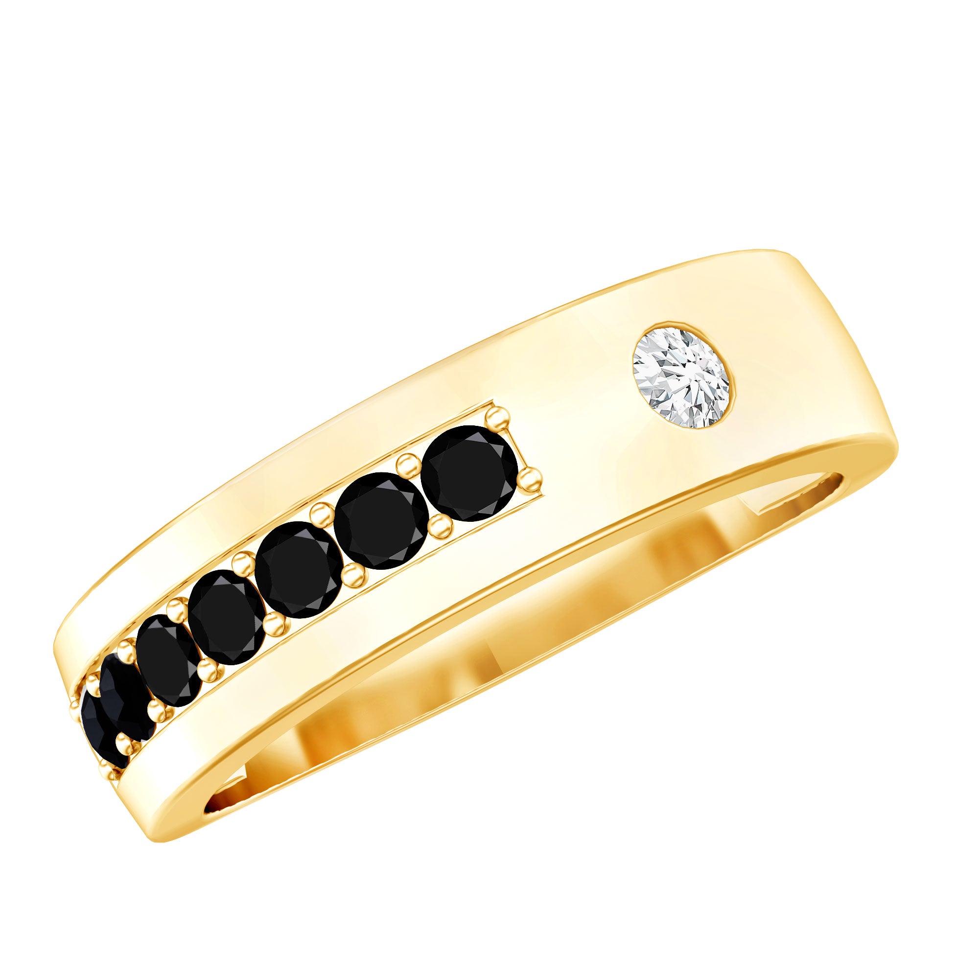 Certified Lab Grown Black and White Diamond Wedding Band AAAA ( Synthetic ) - Rosec Jewels