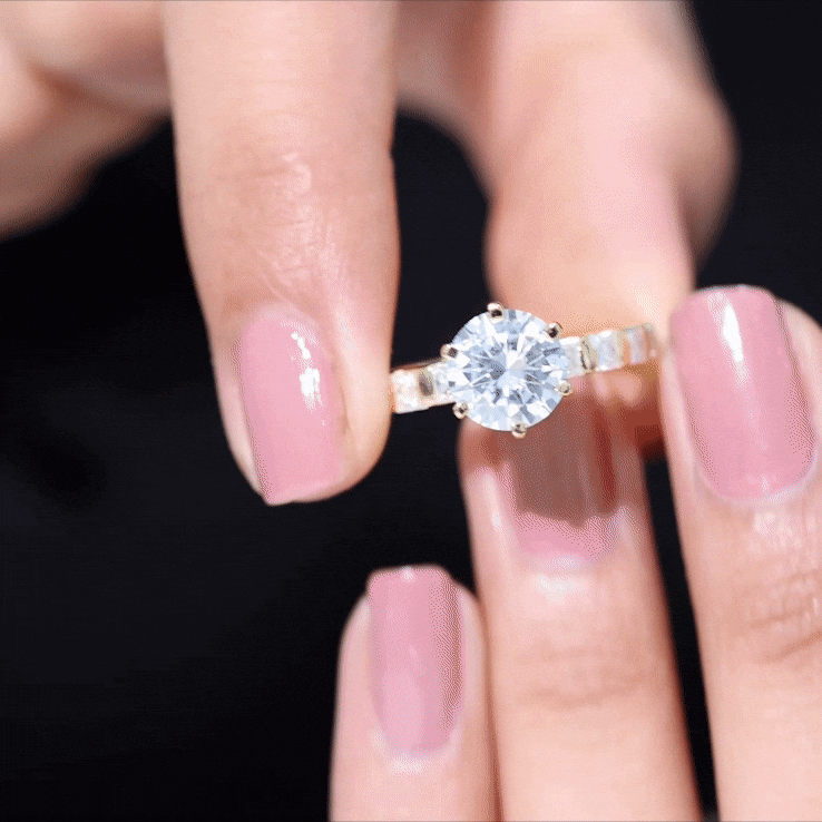 Round Cut 2 CT Moissanite Solitaire Engagement Ring with Side Stones D-VS1 - Rosec Jewels