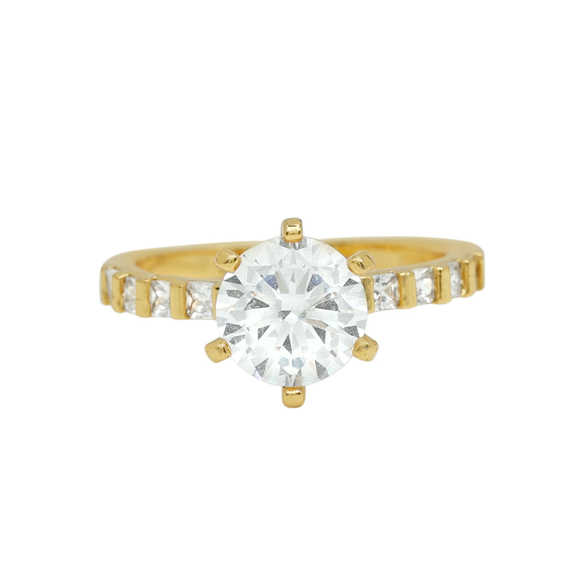 Round Cut 2 CT Moissanite Solitaire Engagement Ring with Side Stones D-VS1 - Rosec Jewels