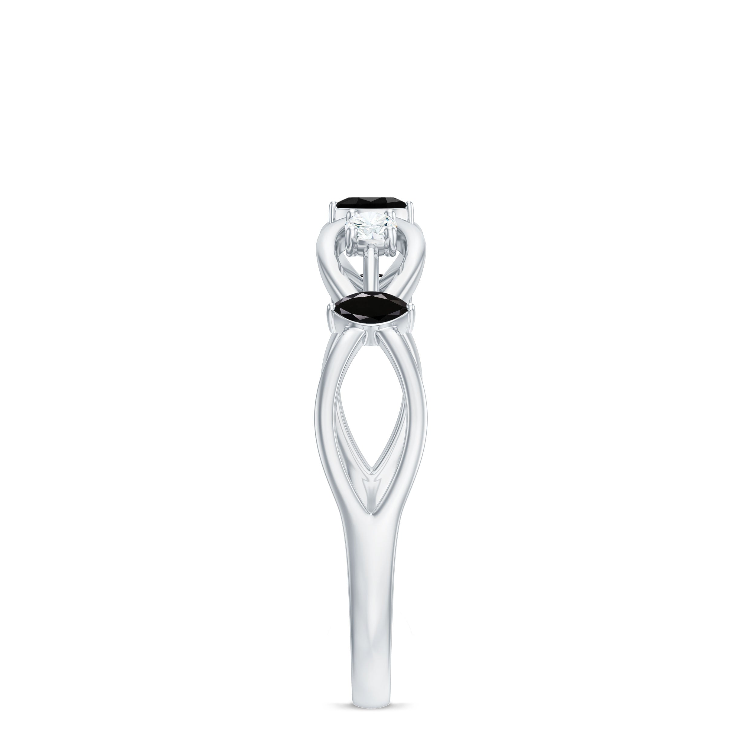 Certified Lab Grown Black Diamond Promise Ring with White Diamond AAAA ( Synthetic ) - Rosec Jewels
