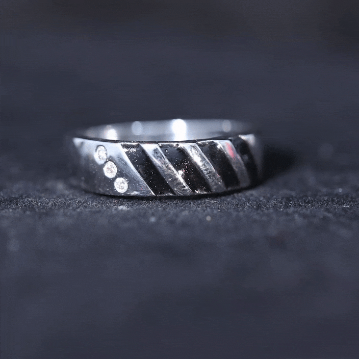 Rosec Jewels-Real Diamond Enamel Band Ring in Flush Setting