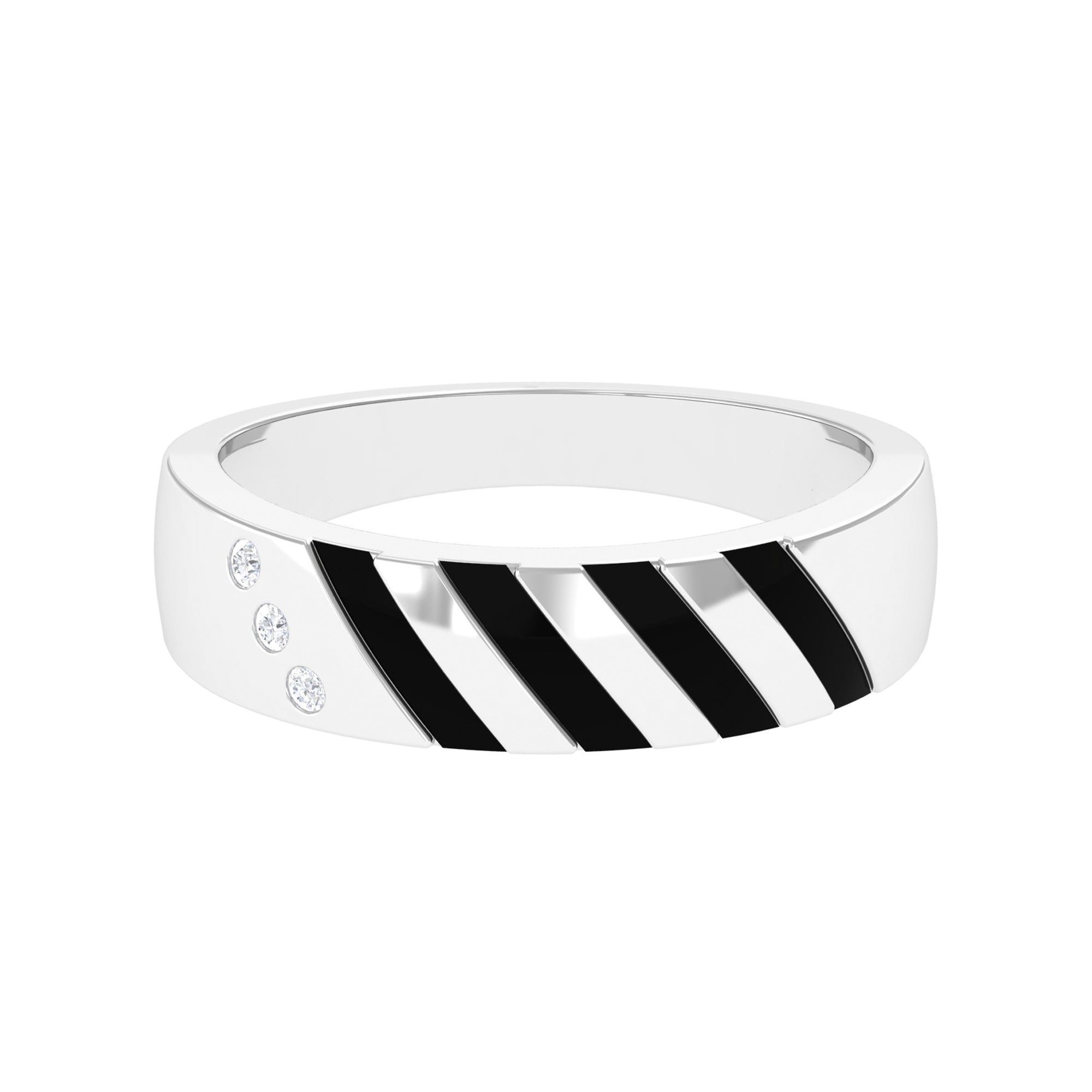 Rosec Jewels-Real Diamond Enamel Band Ring in Flush Setting