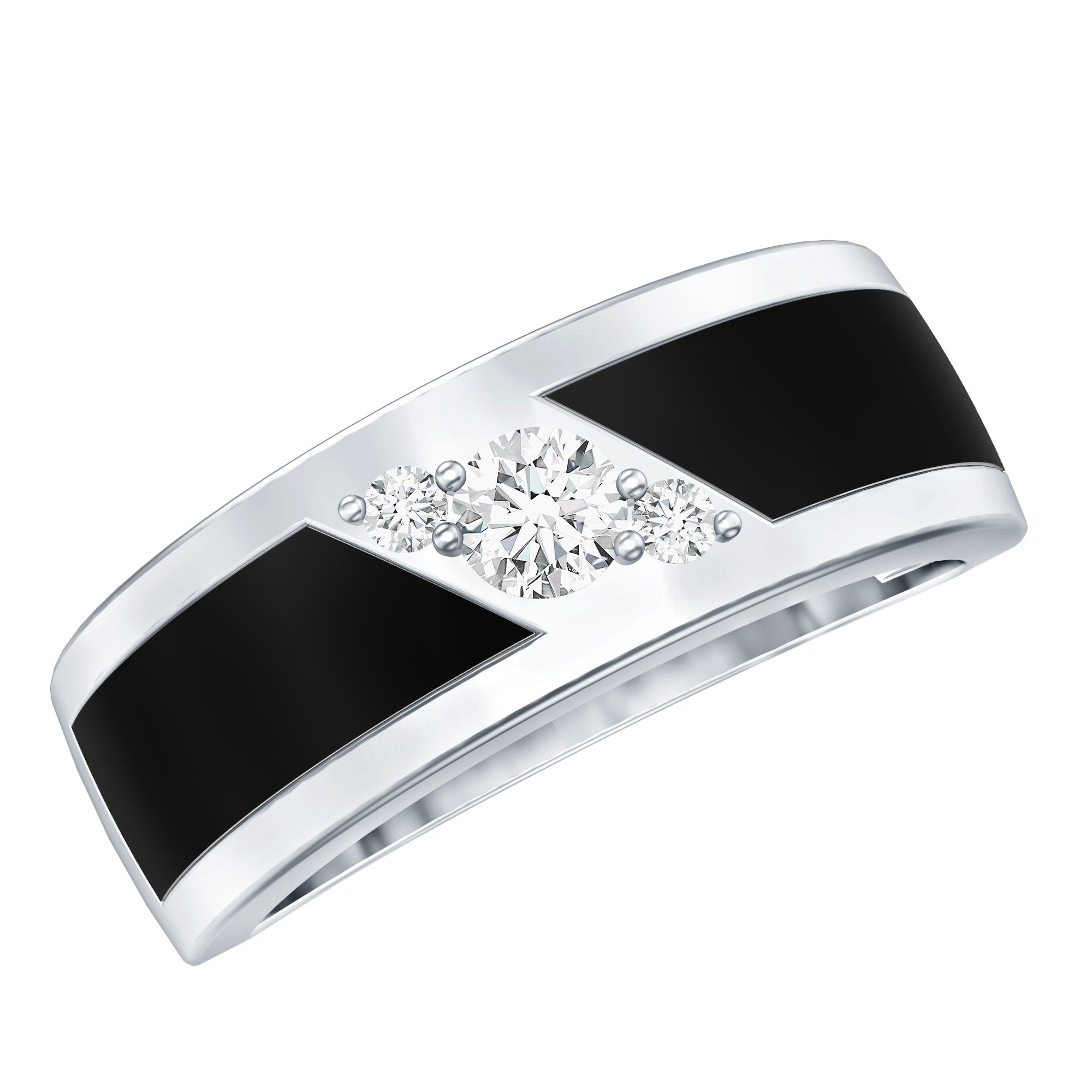 Classic Moissanite Mens Wedding Band Ring D-VS1 - Rosec Jewels