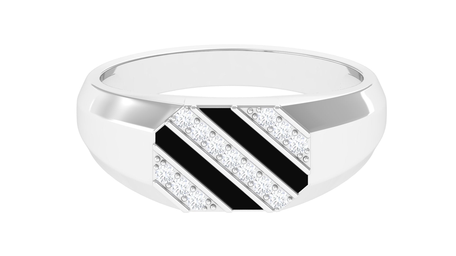 Classic Diamond Mens Engagement Ring with Black Enamel Natural - ( HI-SI ) - Rosec Jewels