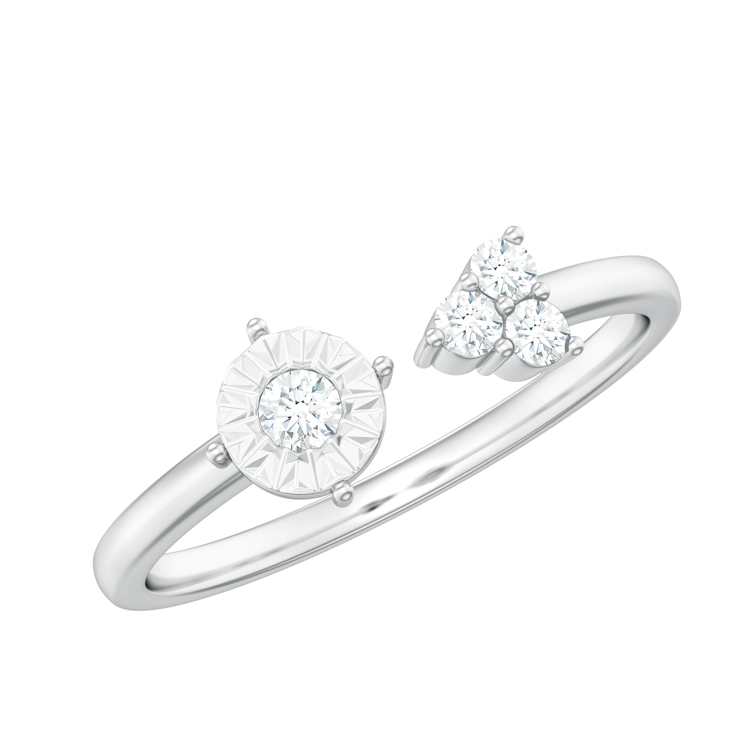 Certified Natural Diamond Cuff Ring for Women Natural - ( HI-SI ) - Rosec Jewels