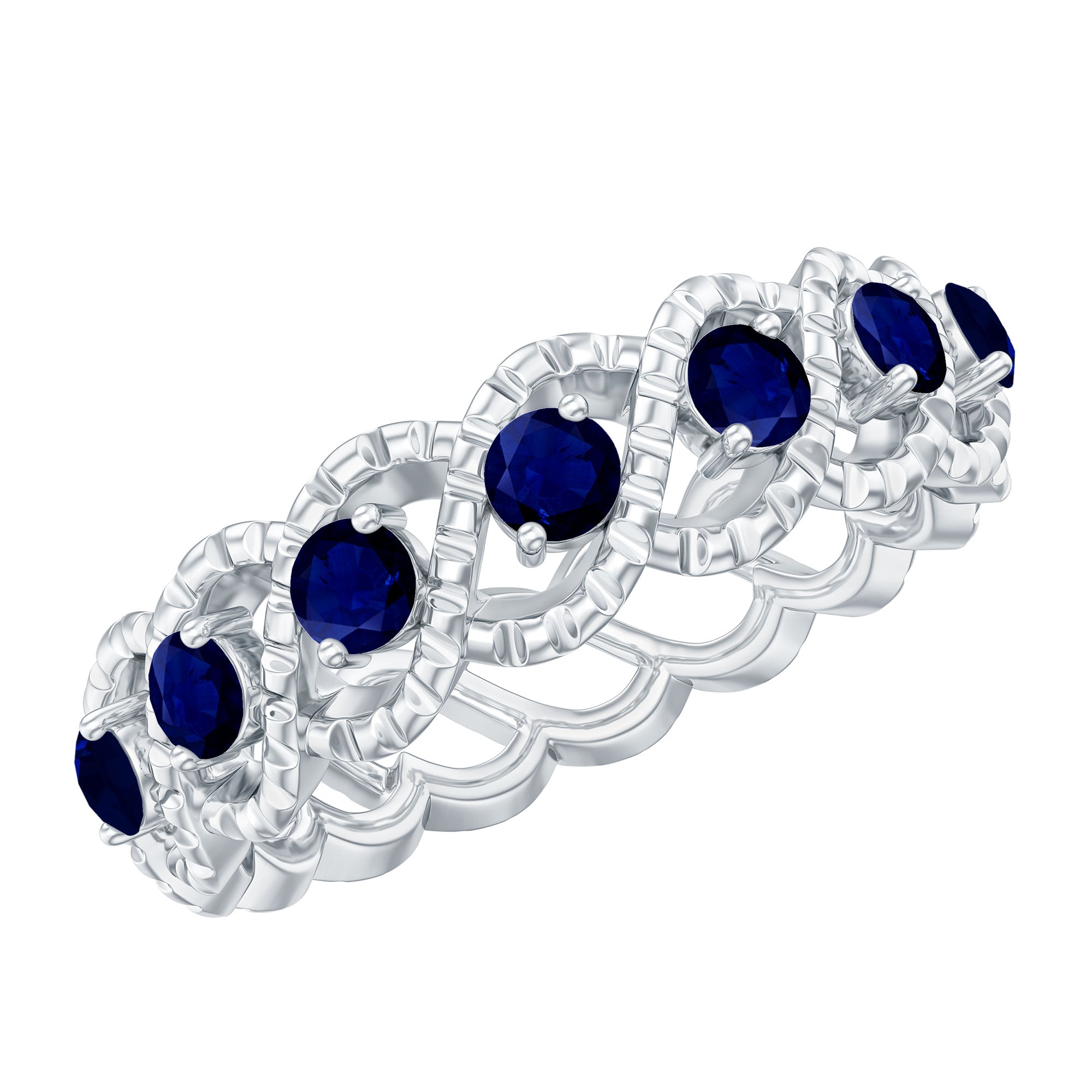 Natural Blue Sapphire Infinity Band For Anniversary AAA - Rosec Jewels