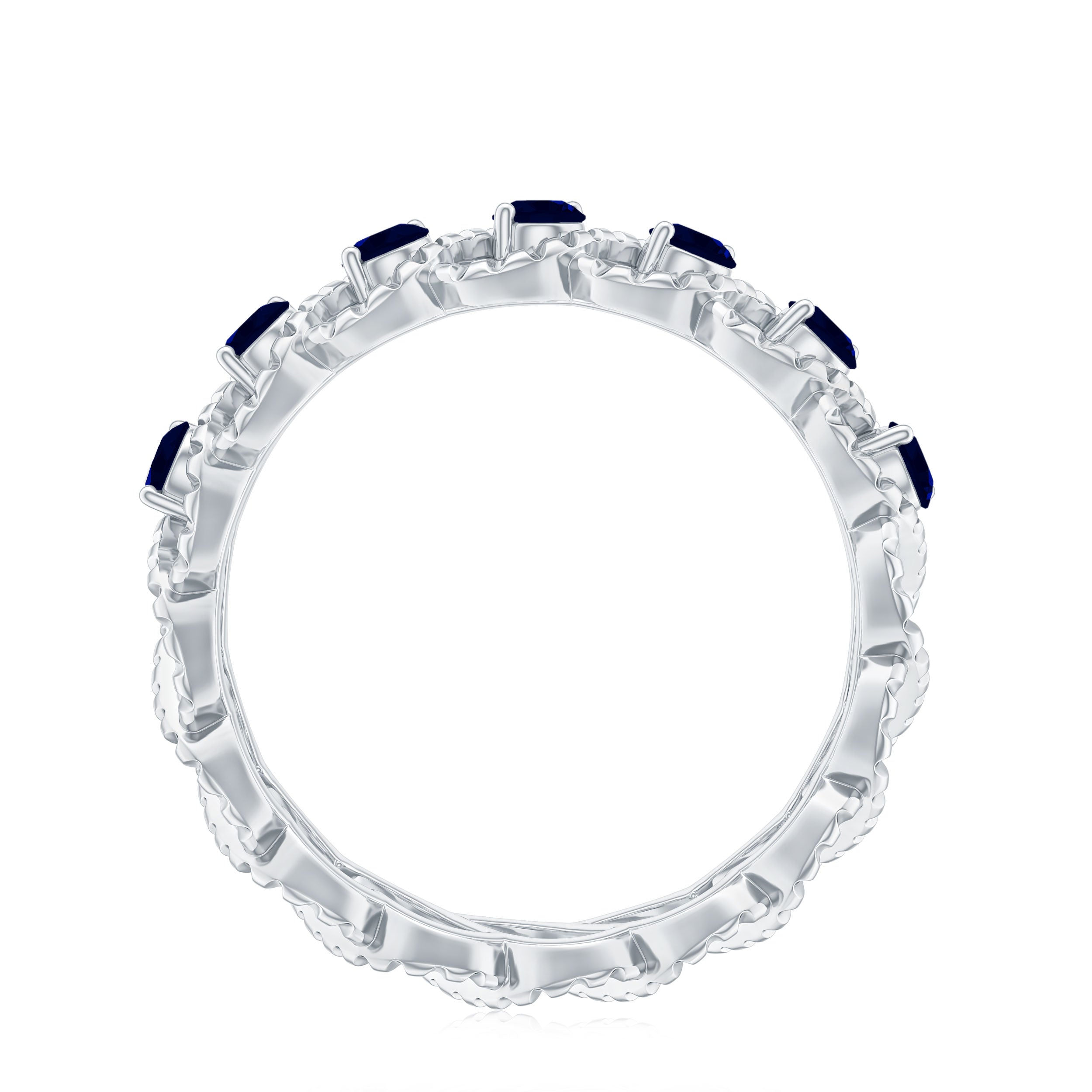 Natural Blue Sapphire Infinity Band For Anniversary AAA - Rosec Jewels