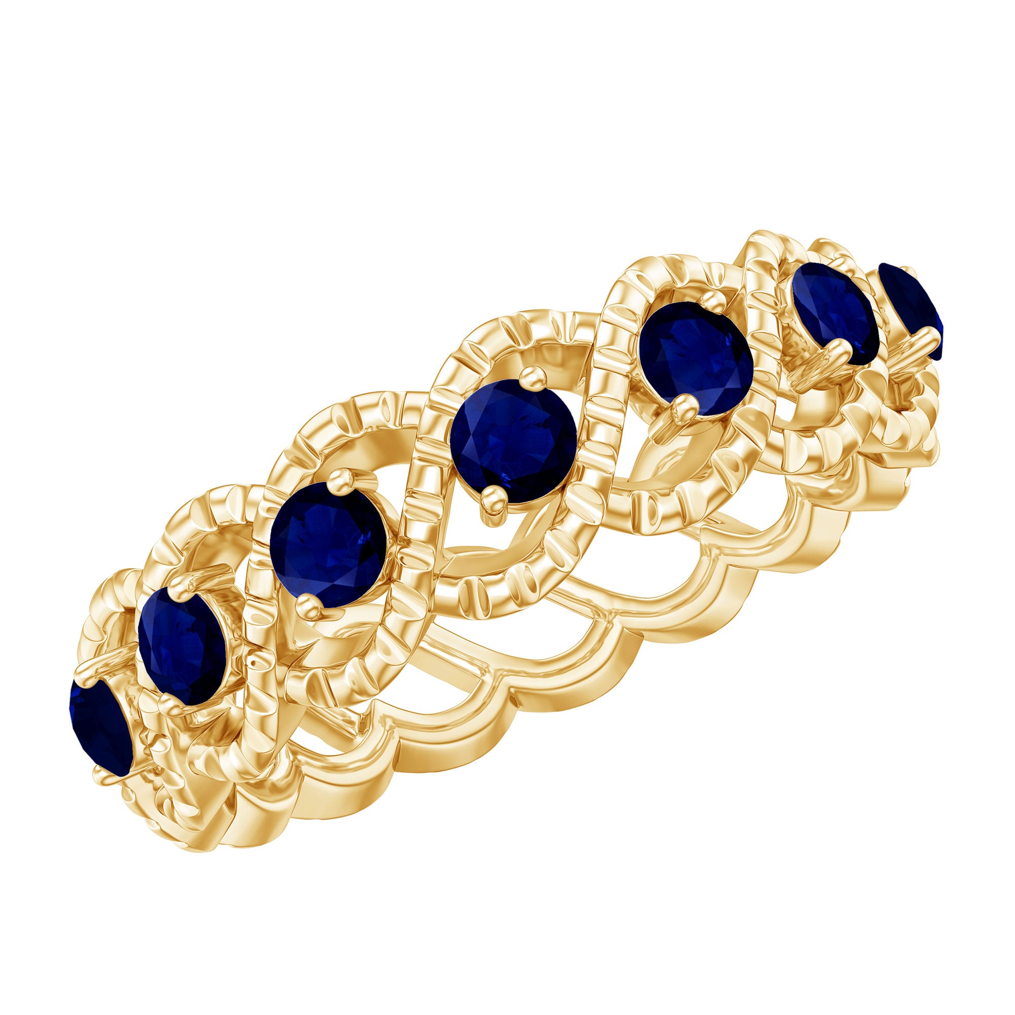 Natural Blue Sapphire Infinity Band For Anniversary AAA - Rosec Jewels