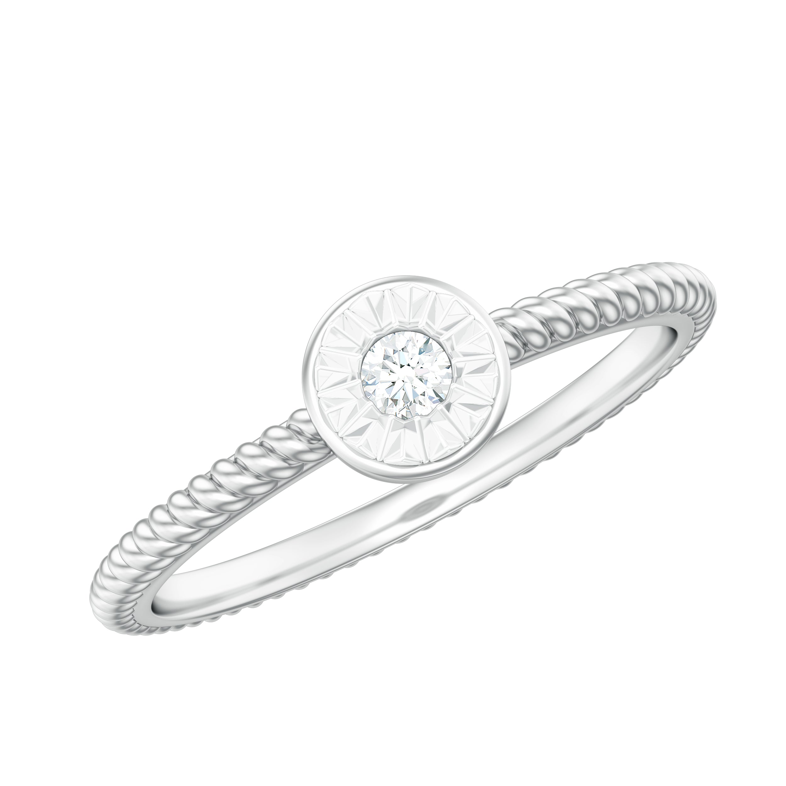 Illusion Set Diamond Promise Ring Natural - ( HI-SI ) - Rosec Jewels