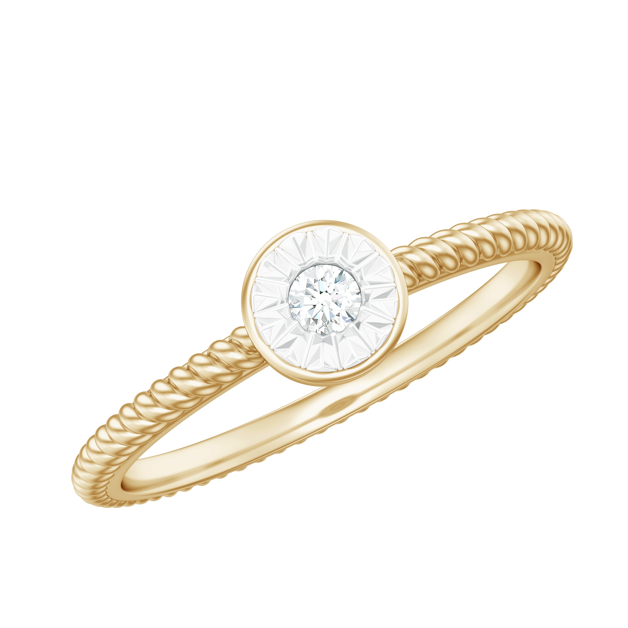Illusion Set Diamond Promise Ring Natural - ( HI-SI ) - Rosec Jewels