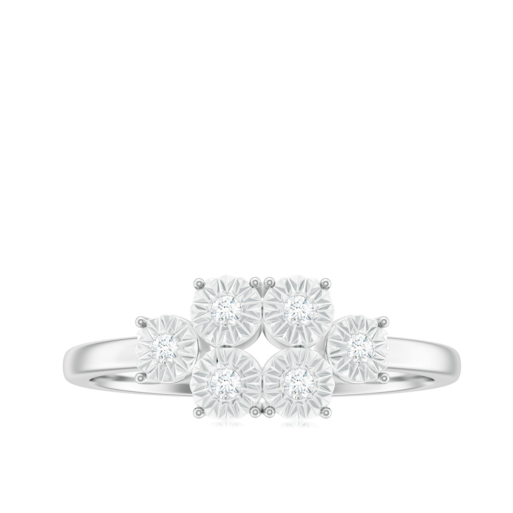 Natural Diamond Cluster Promise Ring for Women Natural - ( HI-SI ) - Rosec Jewels