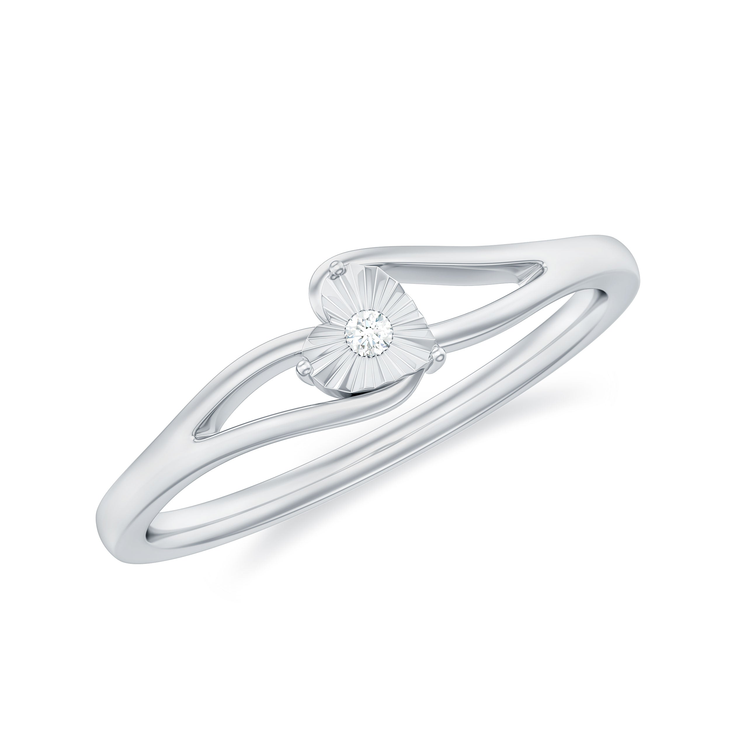 Certified Real Heart Promise Ring with Split Shank Natural - ( HI-SI ) - Rosec Jewels
