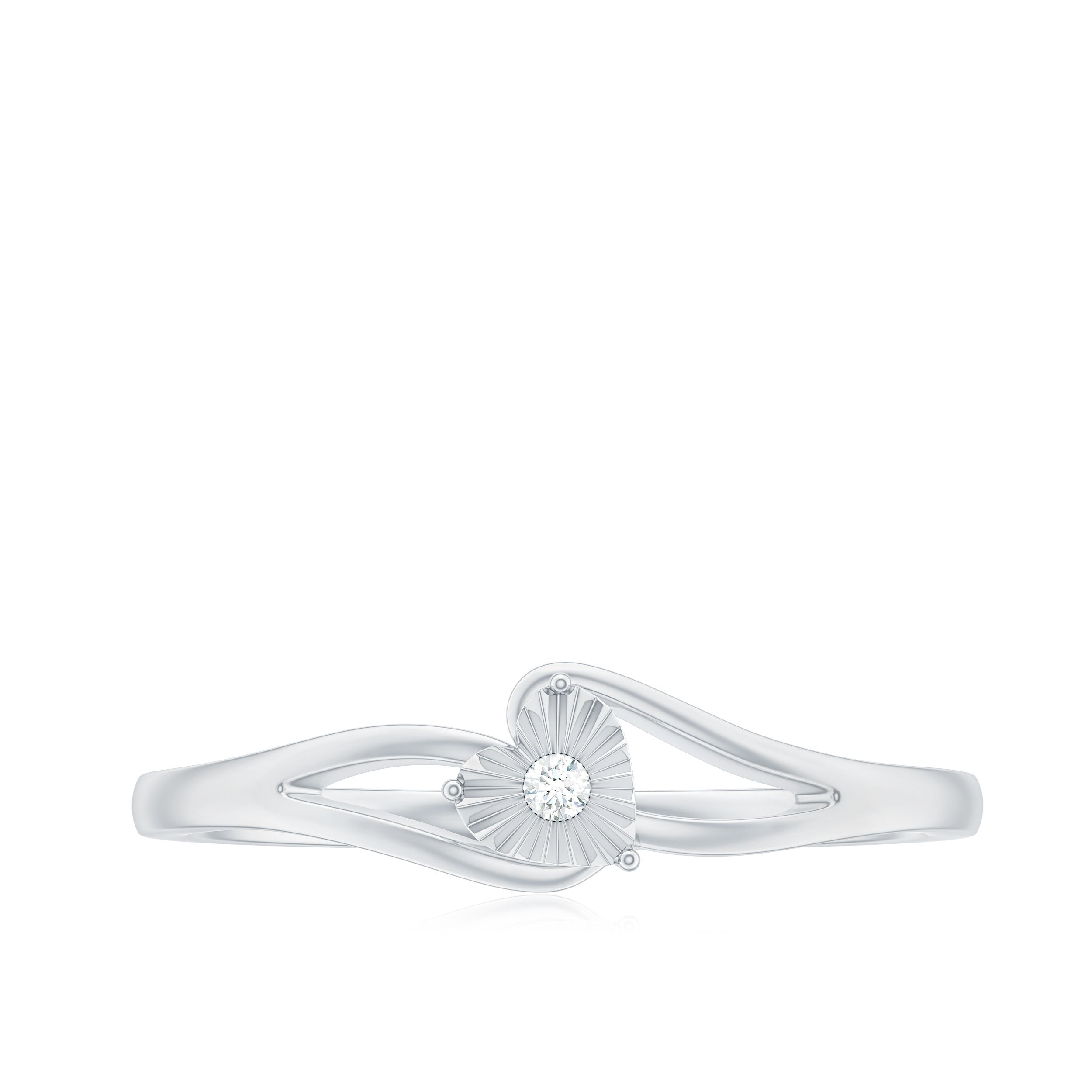 Certified Real Heart Promise Ring with Split Shank Natural - ( HI-SI ) - Rosec Jewels