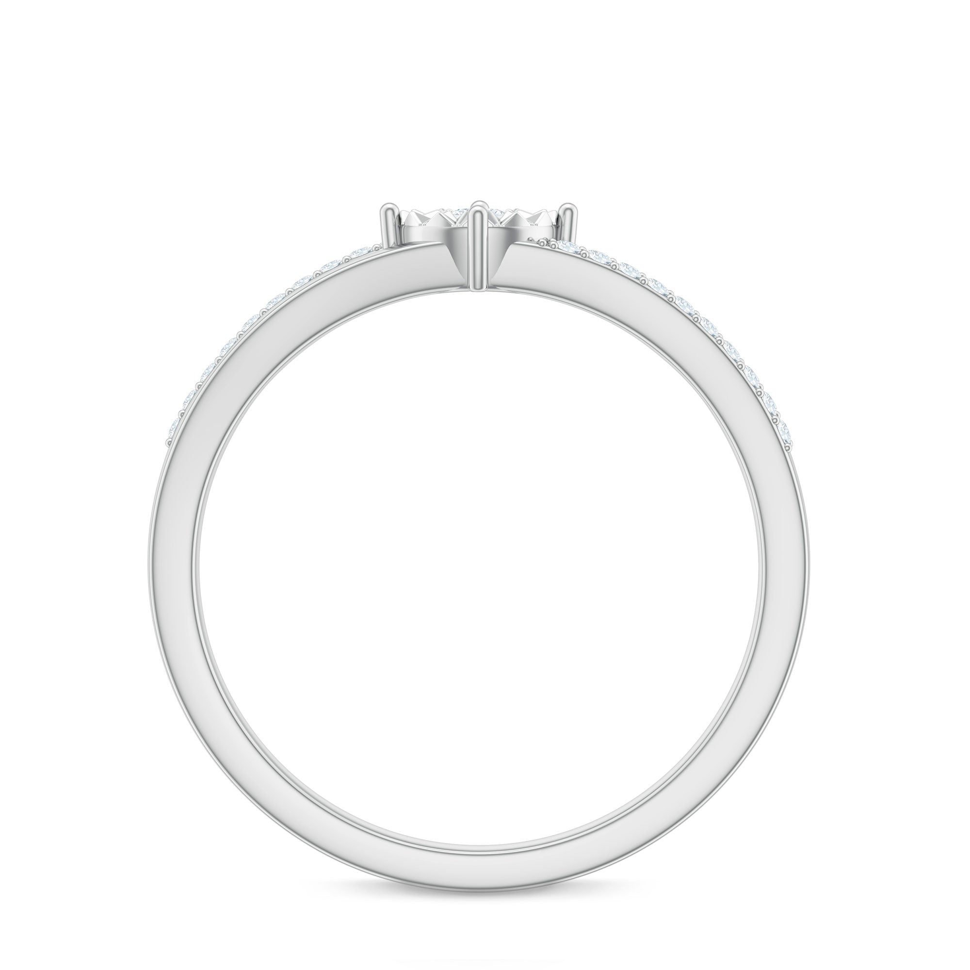 Natural Diamond Engagement Ring with Split Shank Natural - ( HI-SI ) - Rosec Jewels