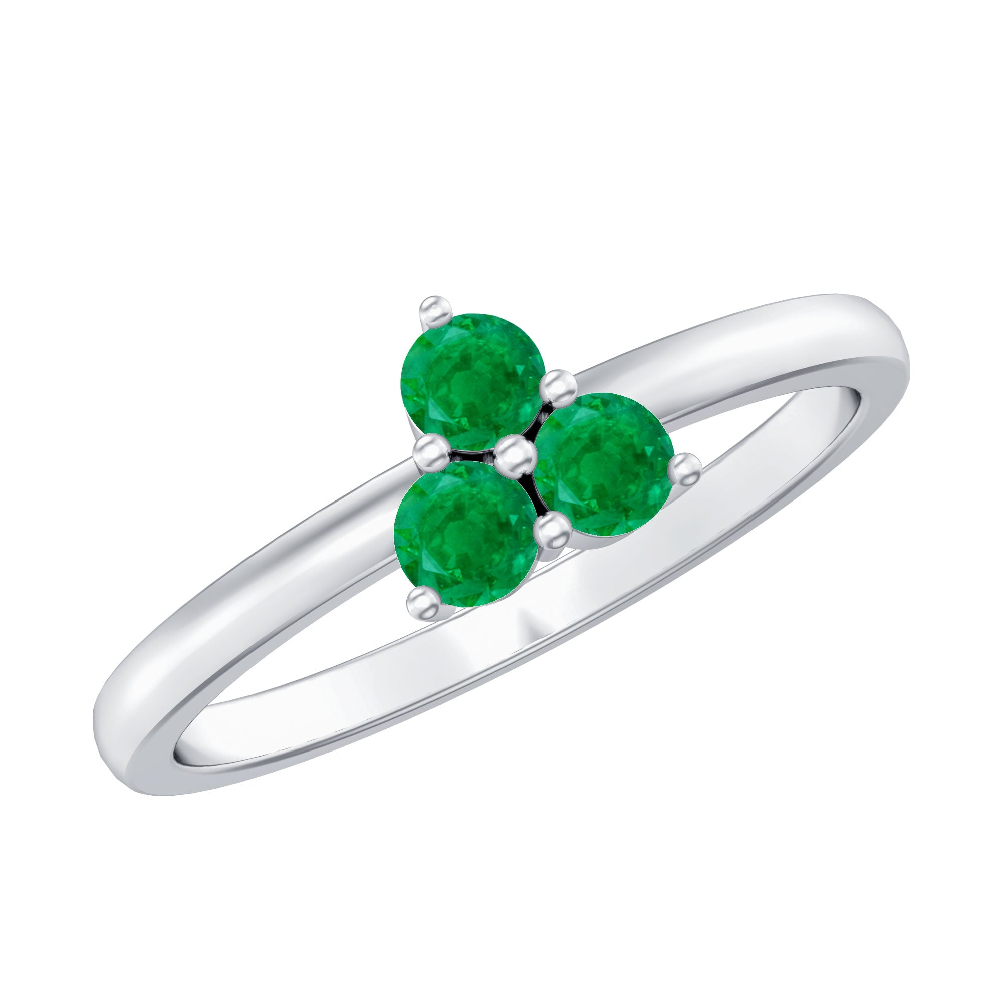 Natural Emerald 3 Stone Promise Ring with Certificate AAA - Rosec Jewels