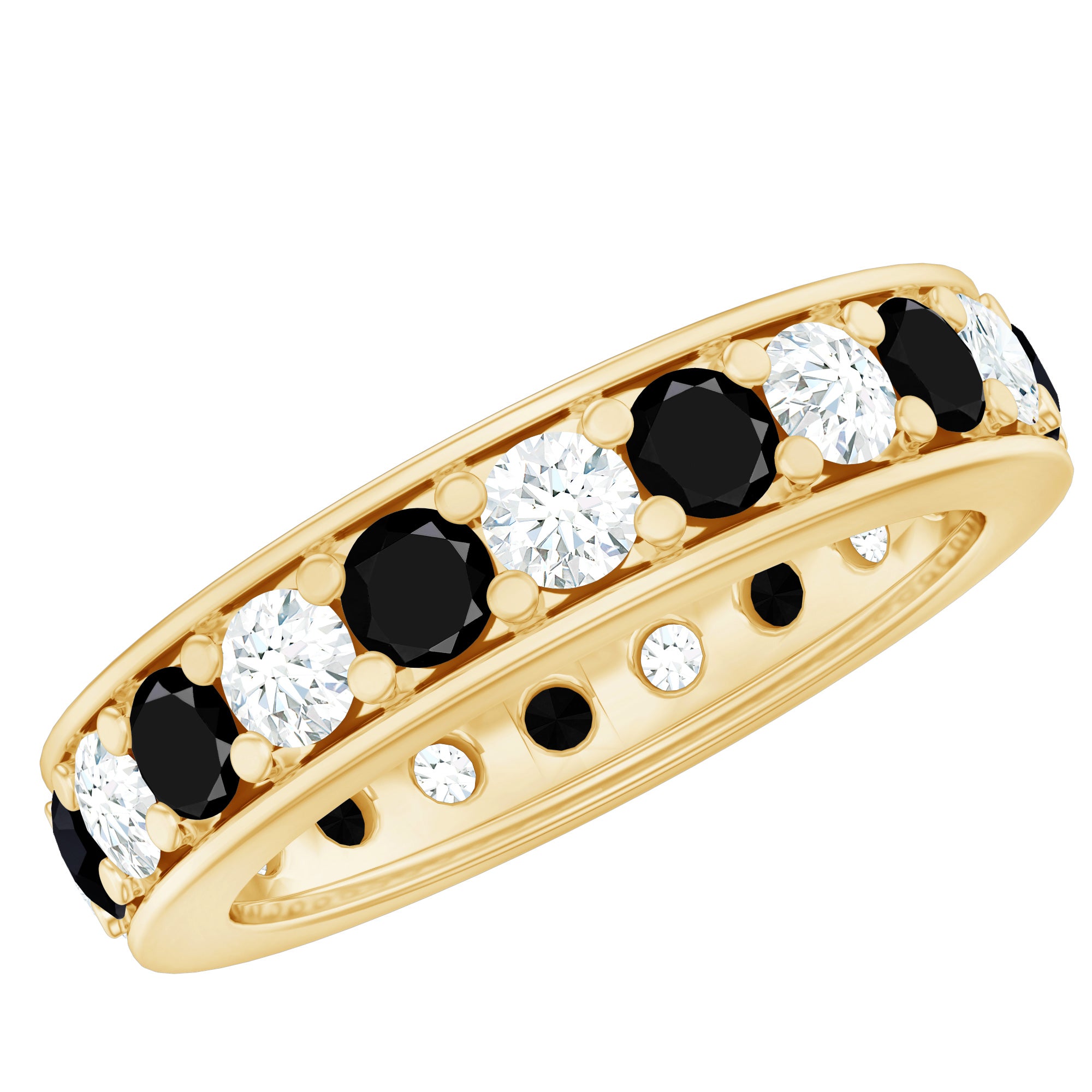 Certified Lab Grown Black Diamond Eternity Ring with Moissanite AAAA ( Synthetic ) - Rosec Jewels
