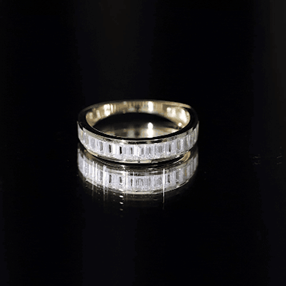 Channel Set Certified Moissanite Half Eternity Band Ring D-VS1 - Rosec Jewels