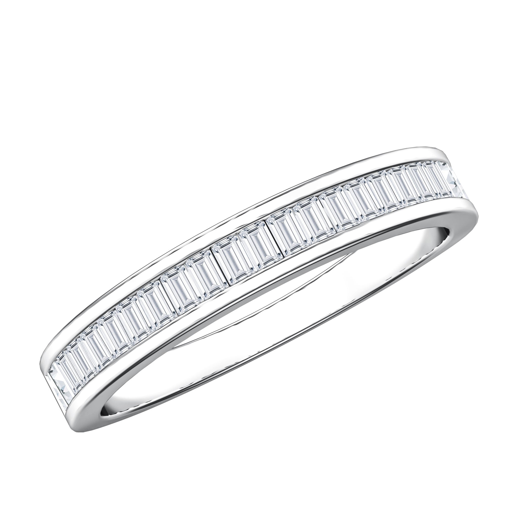 Channel Set Certified Moissanite Half Eternity Band Ring D-VS1 - Rosec Jewels